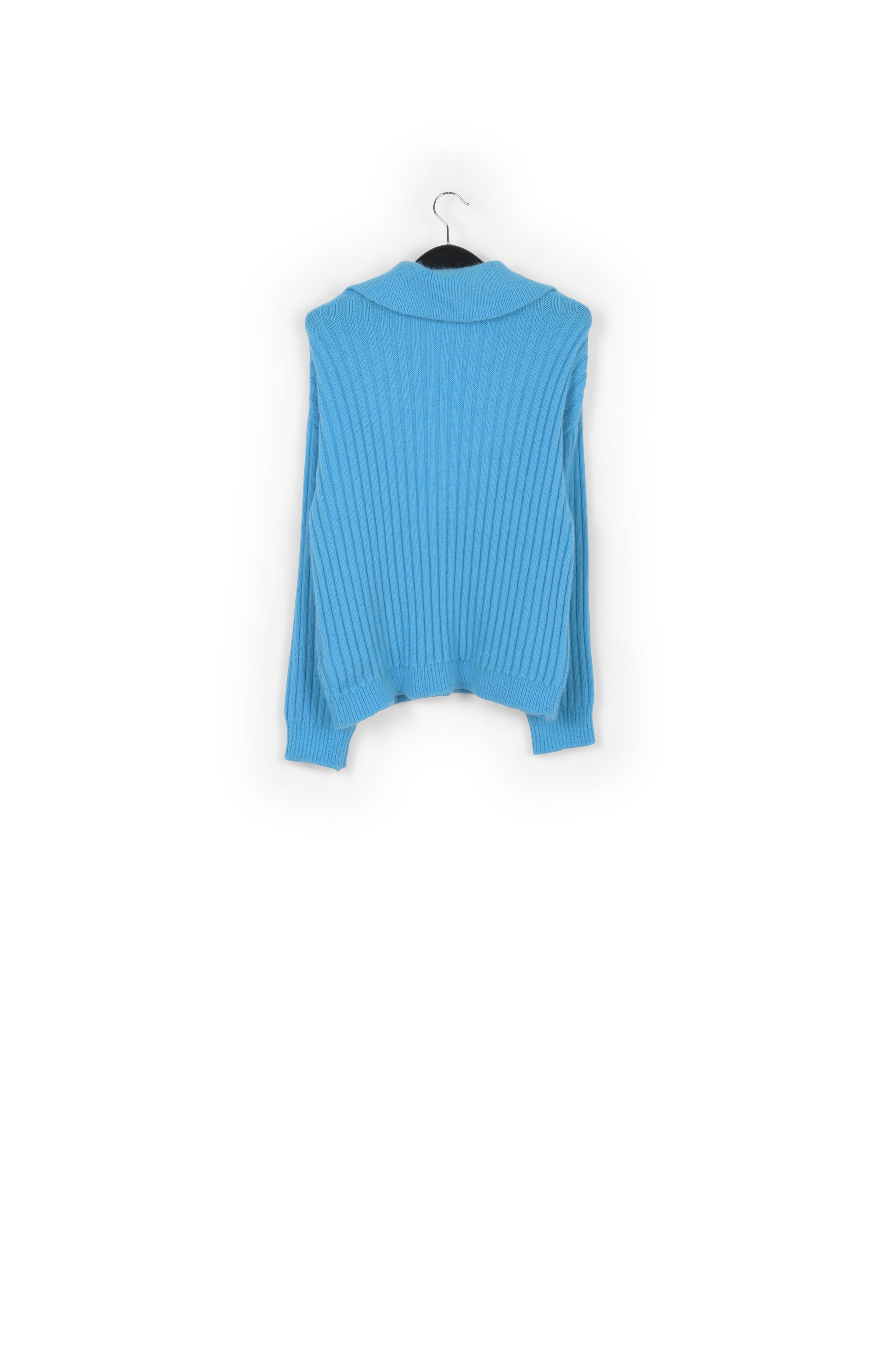 Pull en côtes bleu à  encolure v RE—SSENTIEL seconde main photo 2