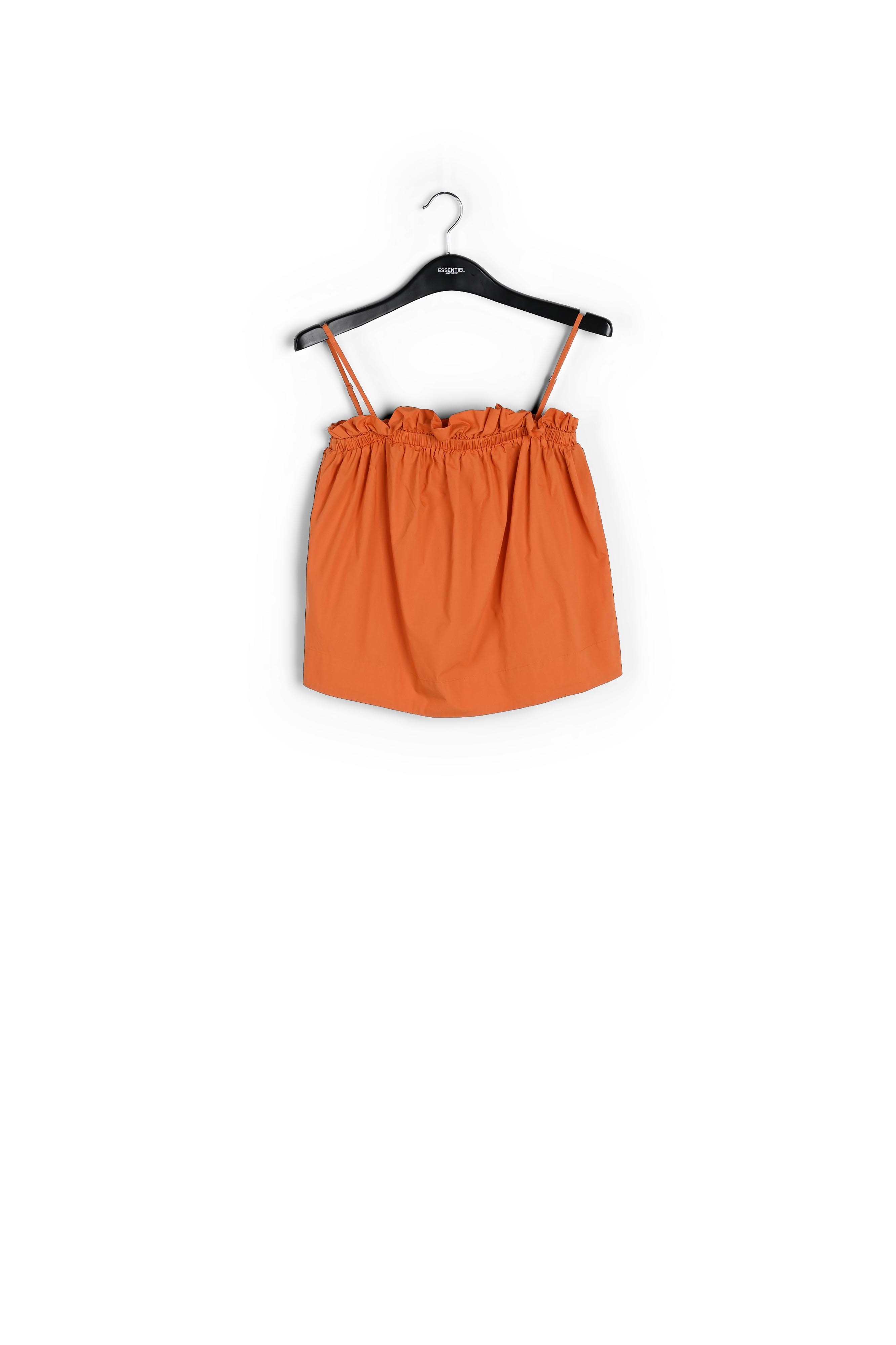 Orange cotton-poplin ruffled camisole RE—SSENTIEL second-hand photo 1