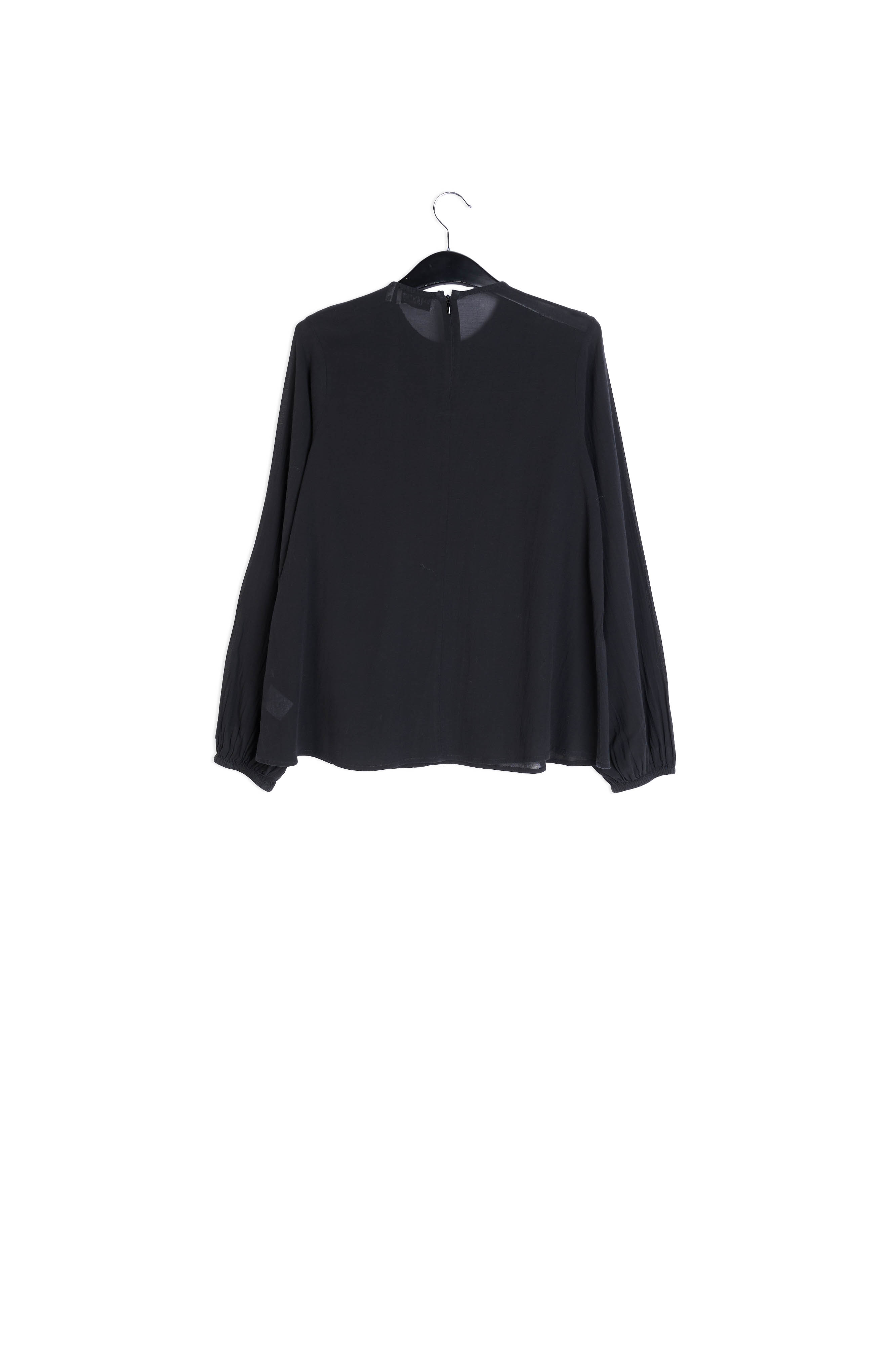 Black sequin-embroidered top with ruffles RE—SSENTIEL second-hand photo 2
