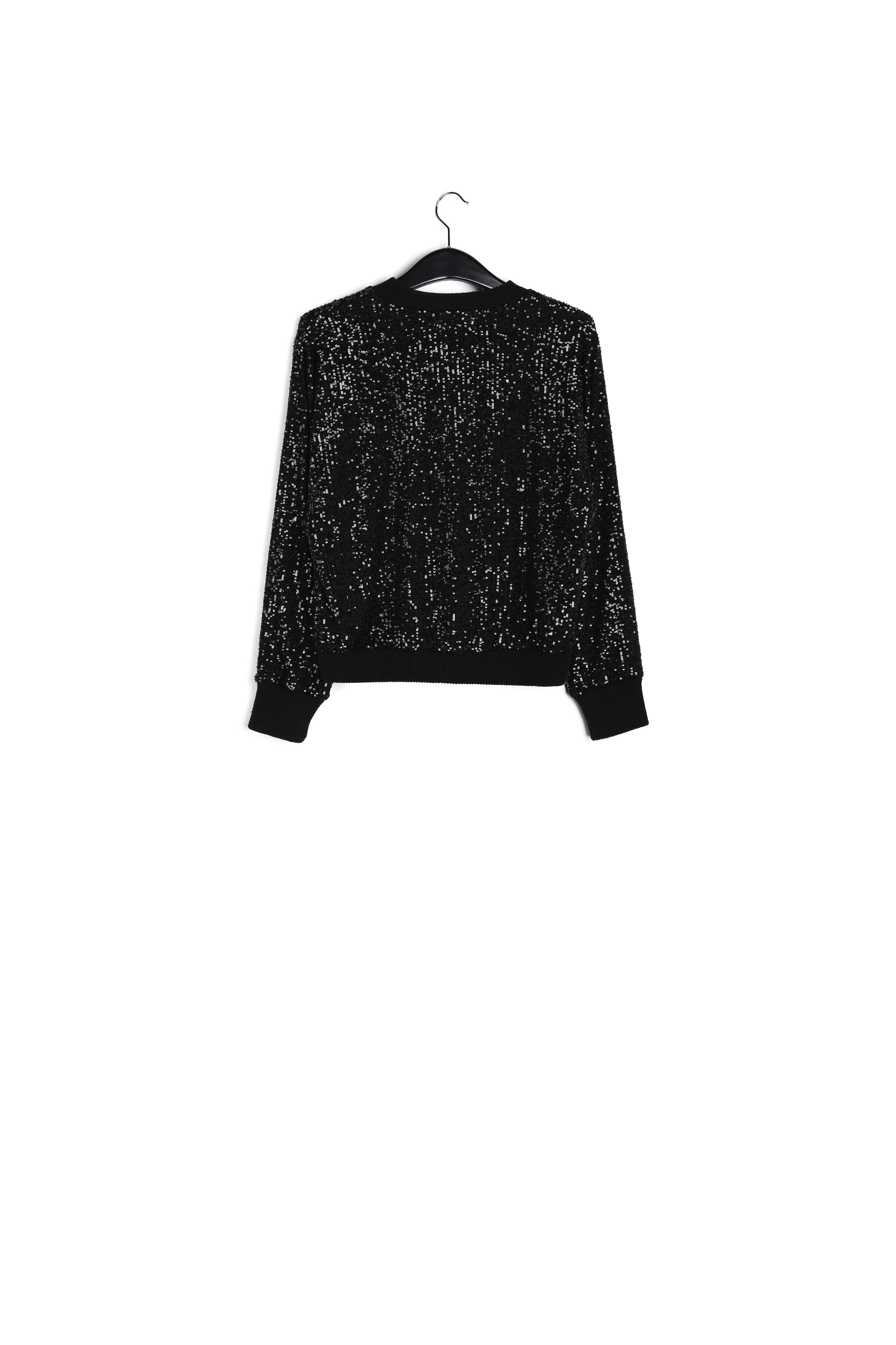 Pull noir tricoté et pailleté RE—SSENTIEL seconde main photo 2