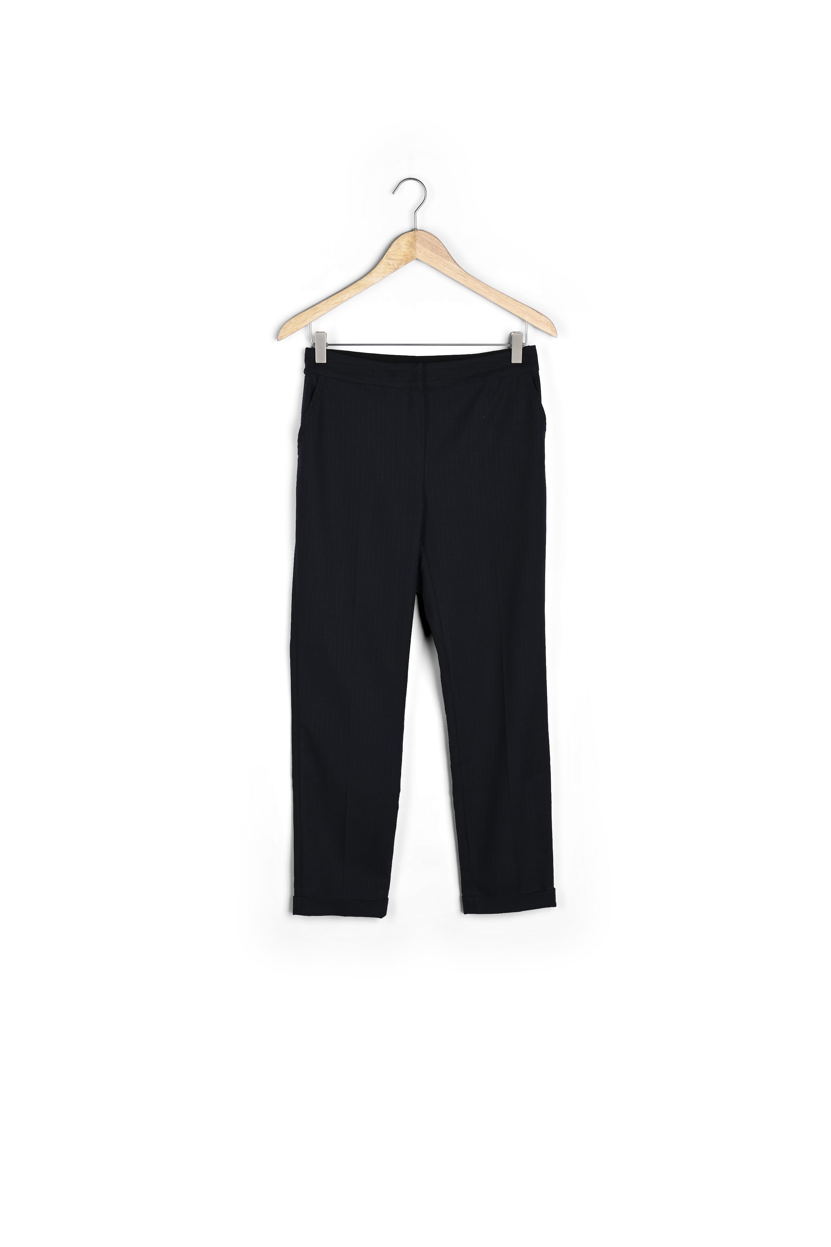 Pantalon ajusté à rayures fines bleu marine Felix Maison 123 seconde main photo 3