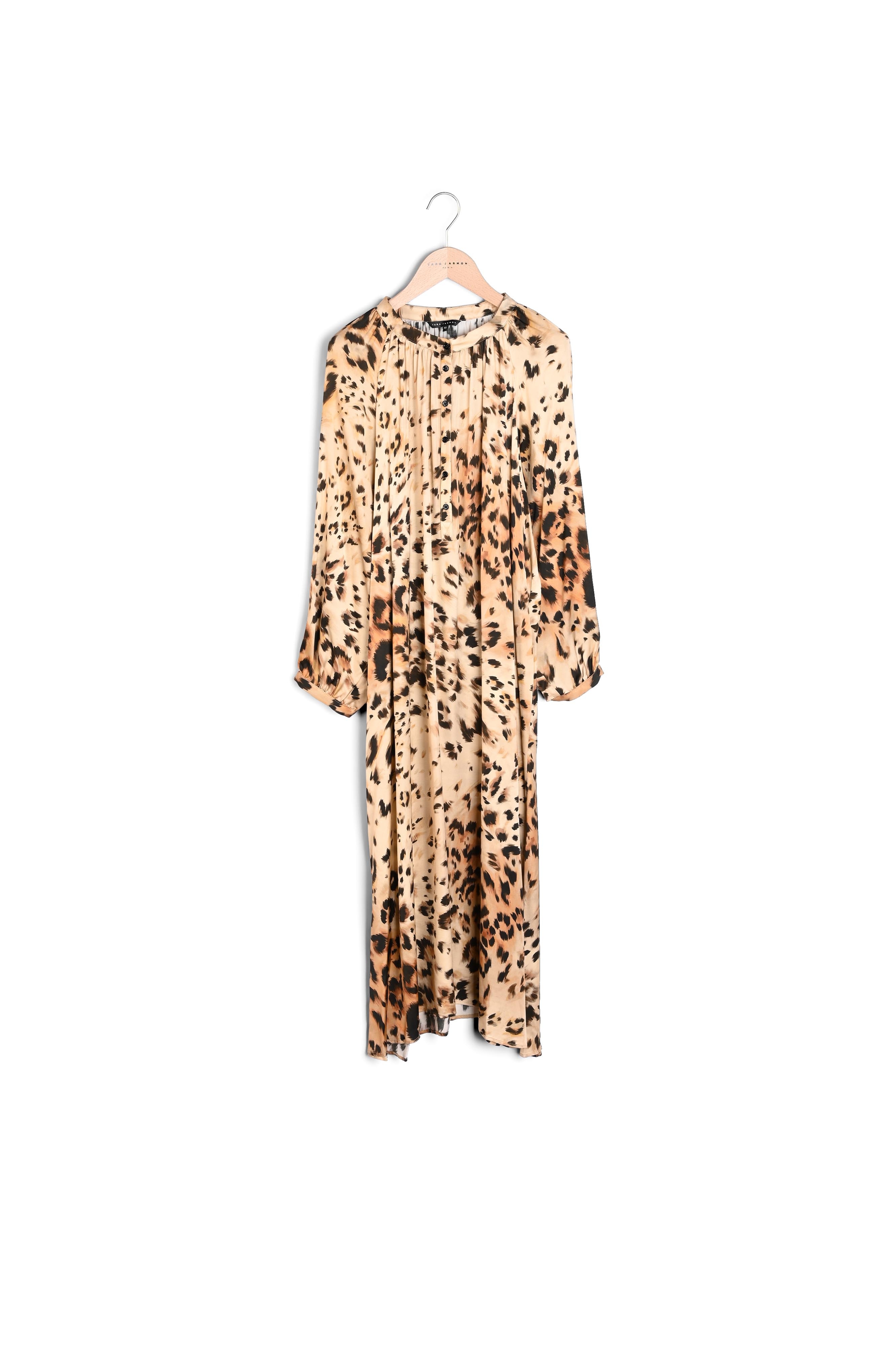 Robe midi Rauri imprimé léopard sur satin viscose Tara Jarmon seconde main photo 2