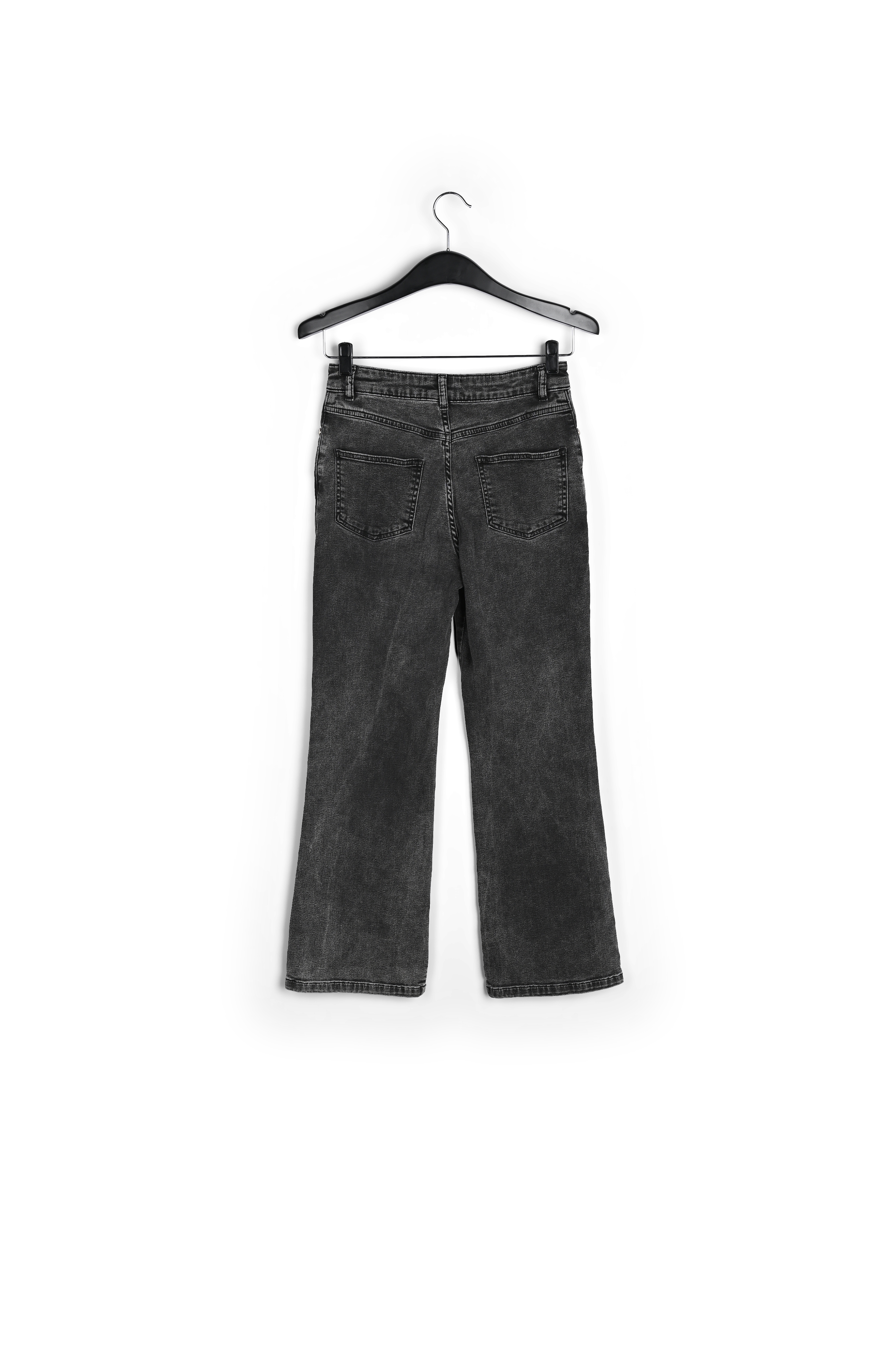 Black cotton-stretch flared-fit jeans RE—SSENTIEL second-hand photo 2