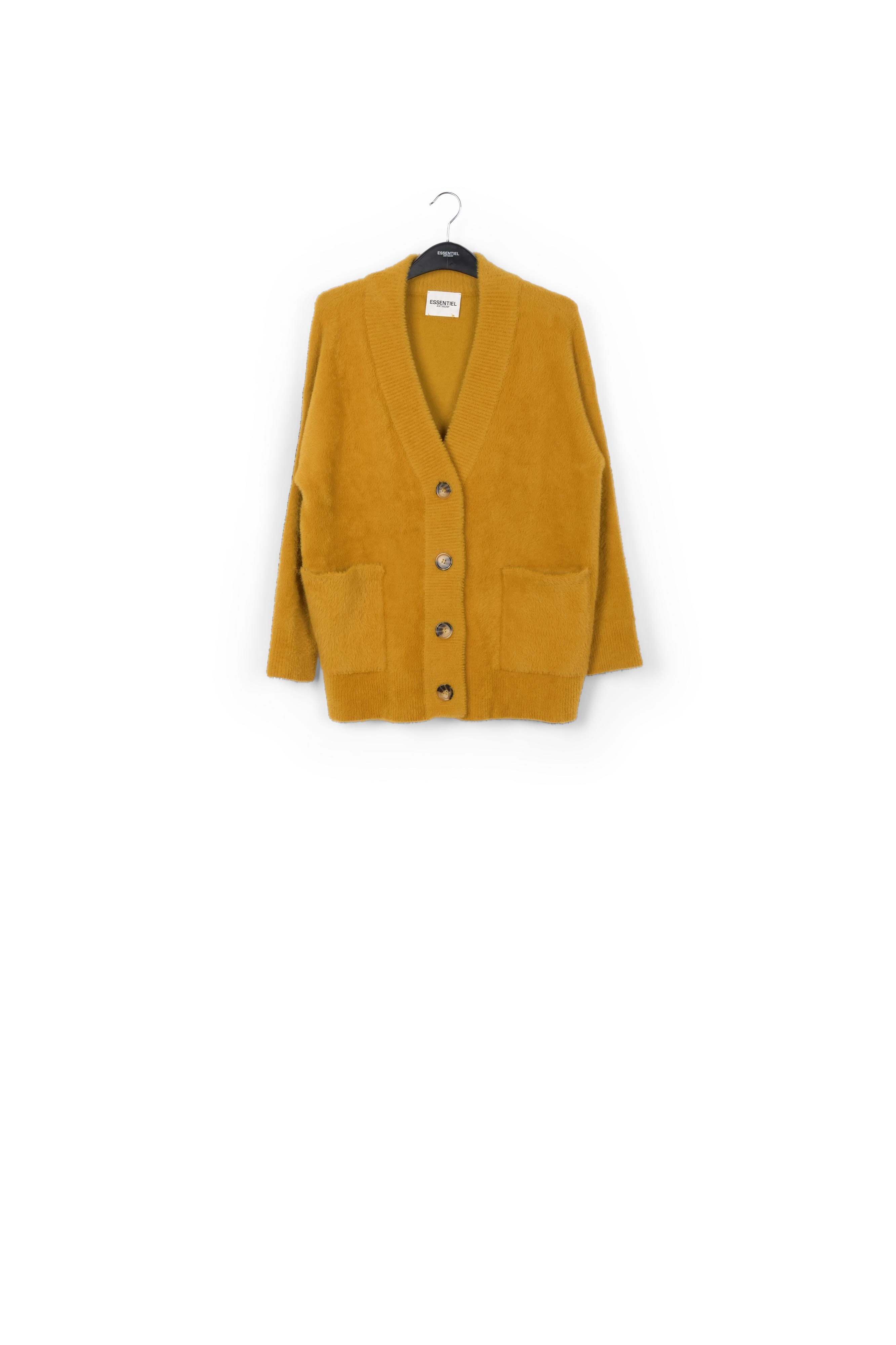 Okergeel grof gebreide cardigan RE—SSENTIEL tweedehands photo 1