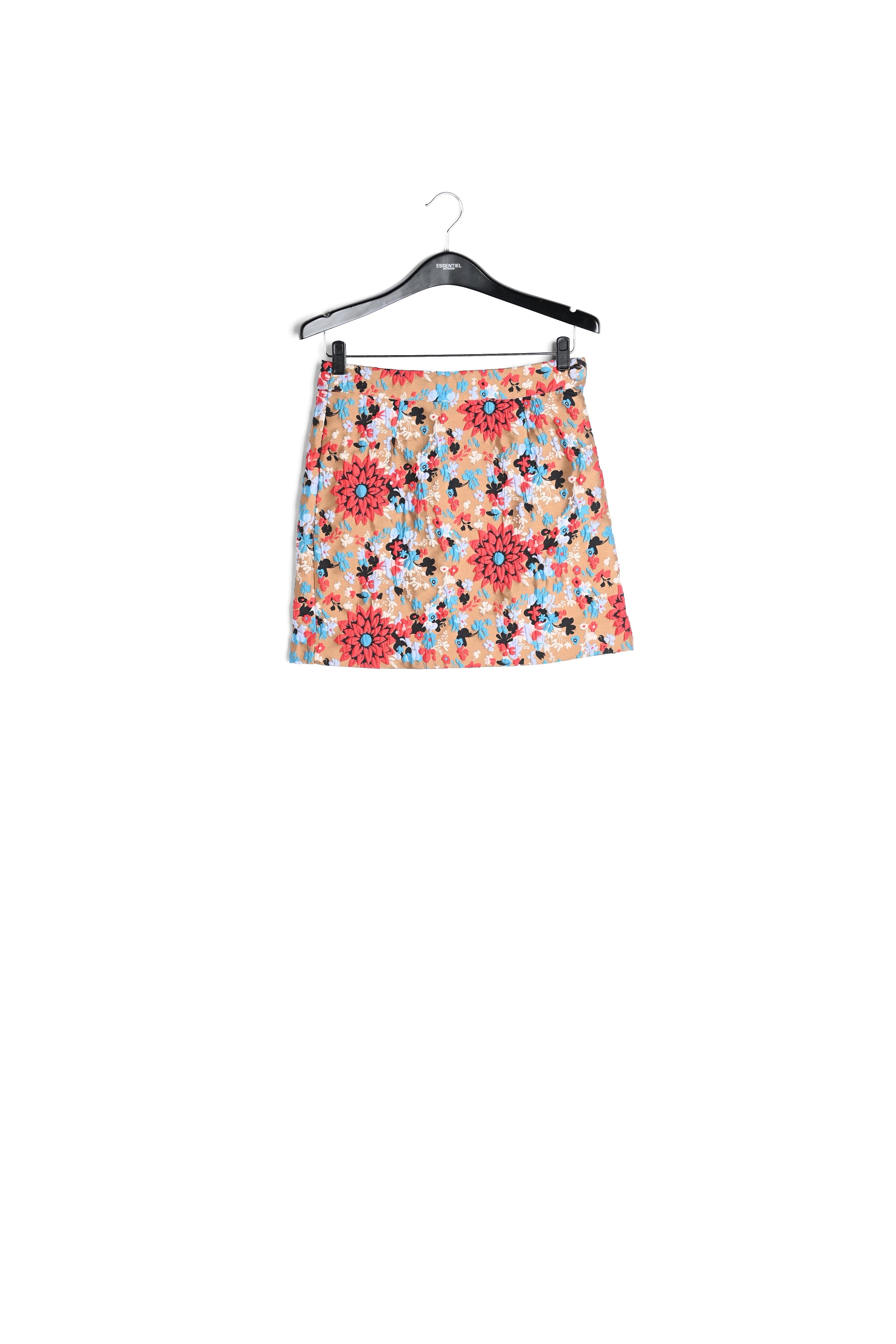 Mini-jupe camel en jacquard fleuri RE—SSENTIEL seconde main photo 1