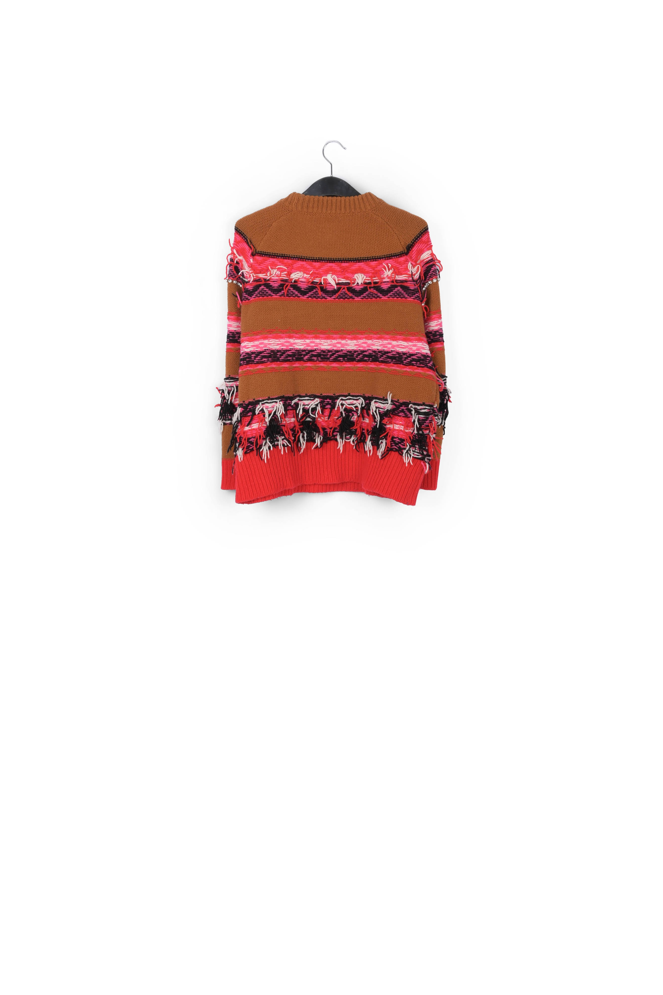 Pull à l'envers camel, rouge et blanc RE—SSENTIEL seconde main photo 2
