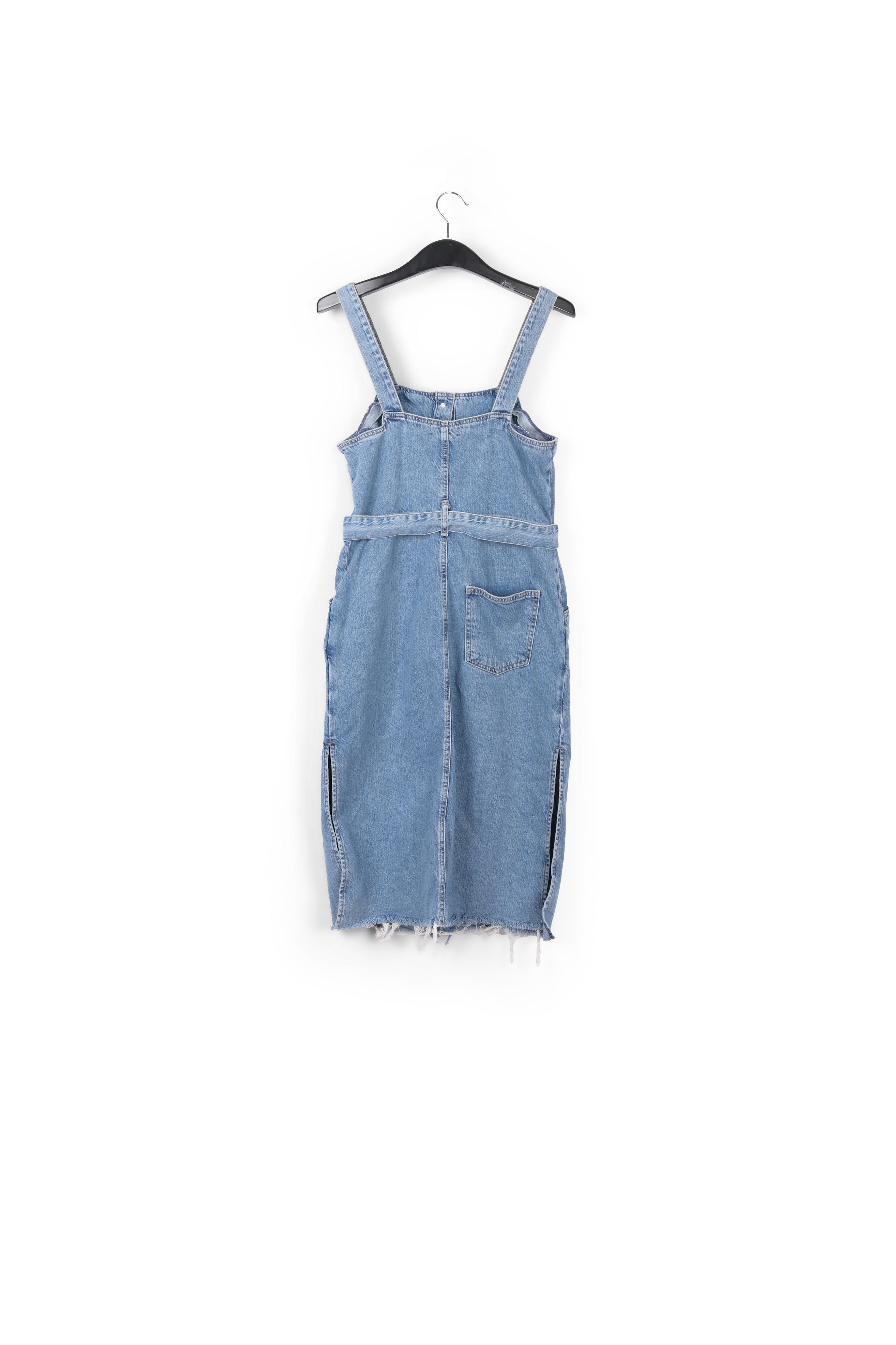 Dark blue belted denim mini dress RE—SSENTIEL second-hand photo 2