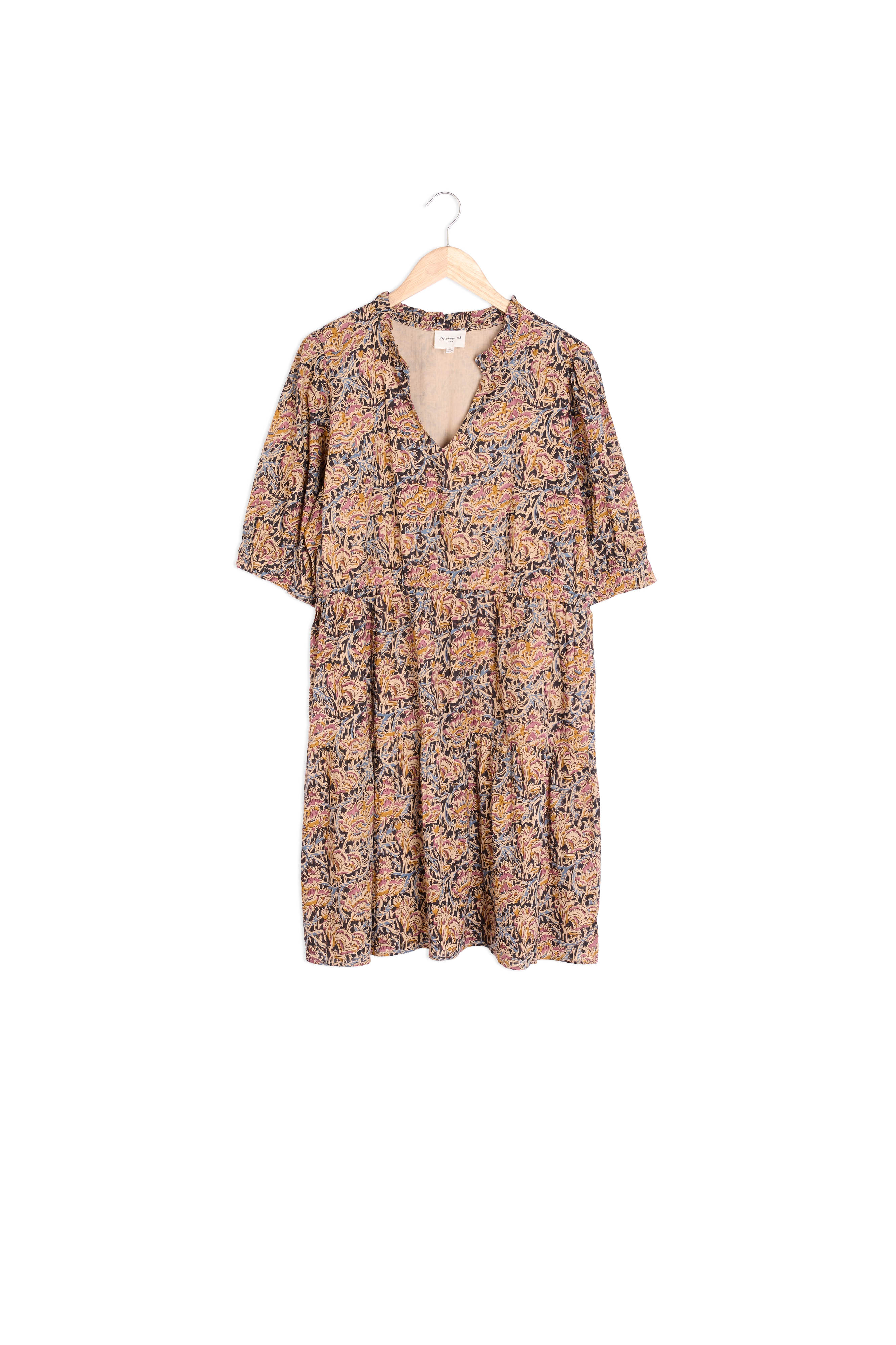 Robe courte en coton imprimé ocre HIVY Maison 123 seconde main photo 3
