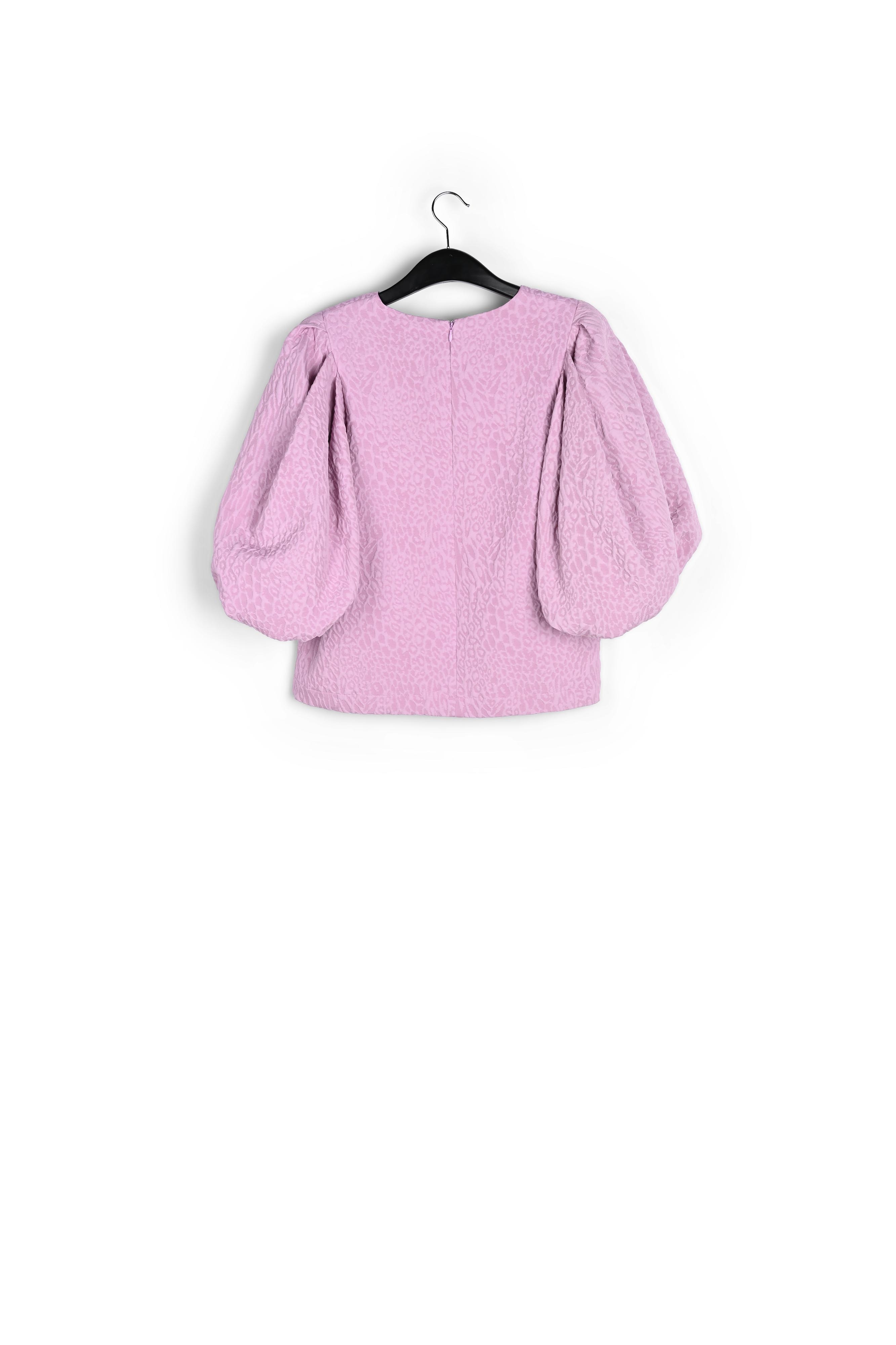 Light pink jacquard top with puffed sleeves RE—SSENTIEL second-hand photo 2