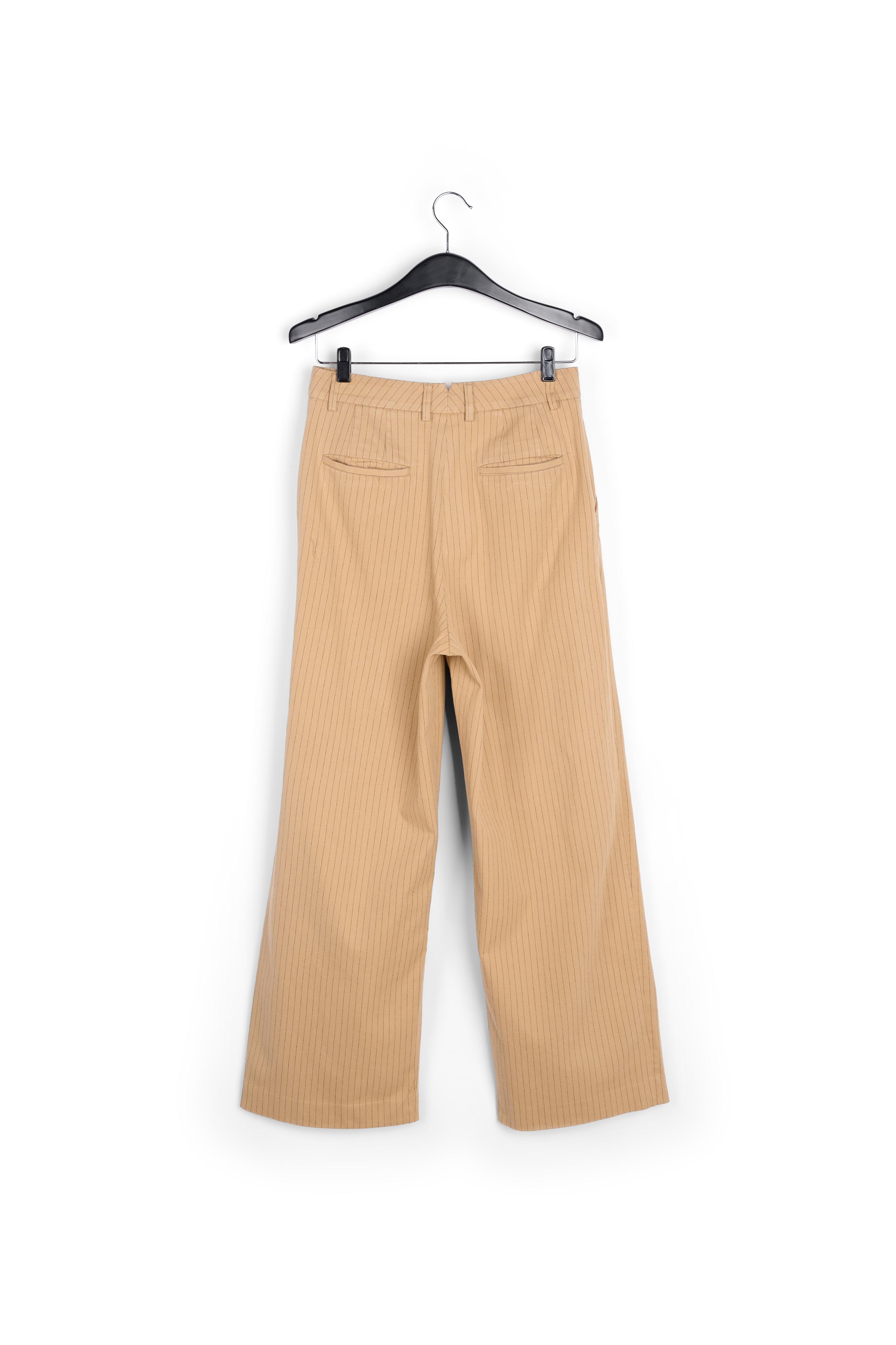 Pantalon large brun à rayures fines RE—SSENTIEL seconde main photo 2