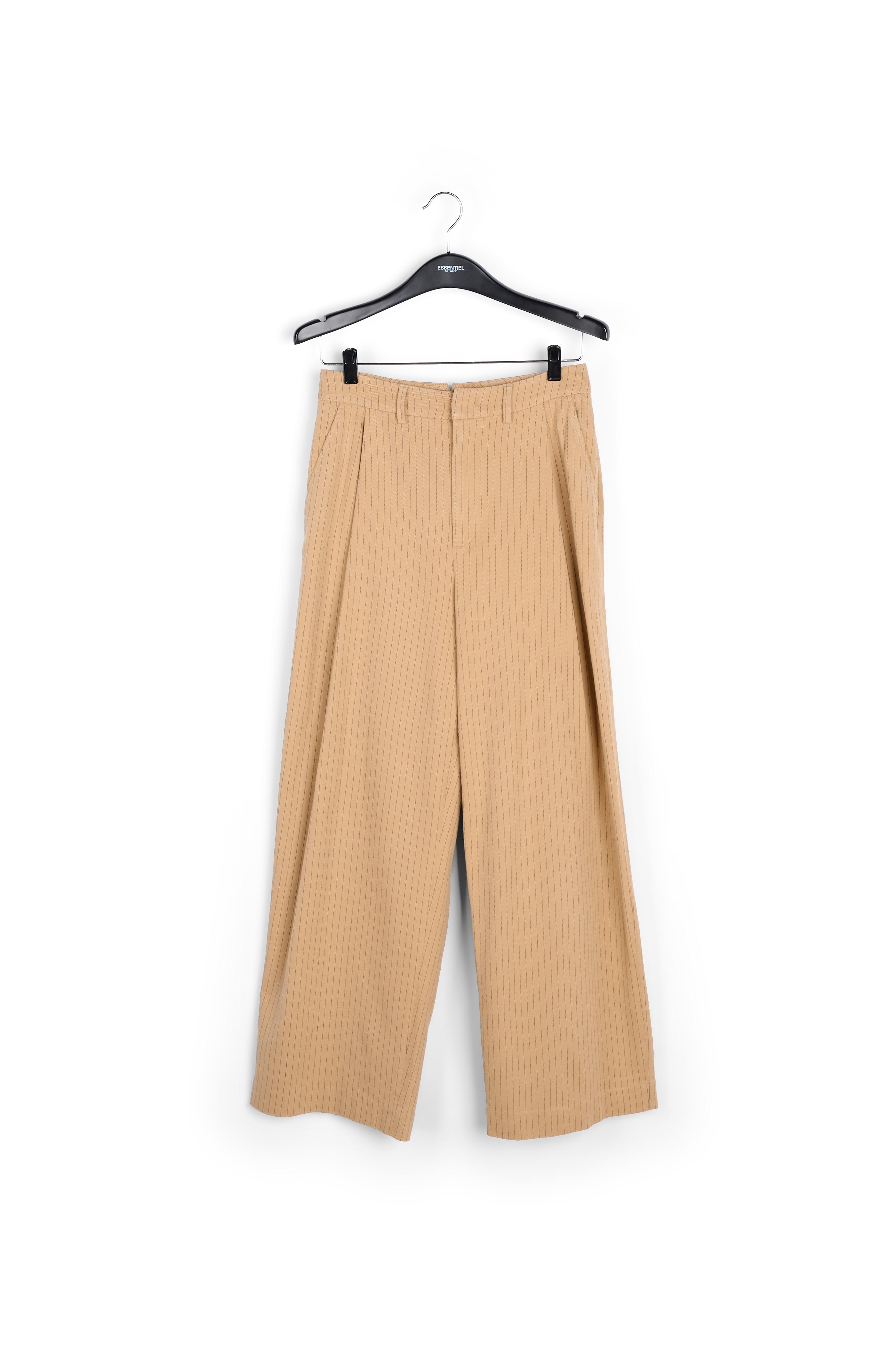 Pantalon large brun à rayures fines RE—SSENTIEL seconde main photo 1