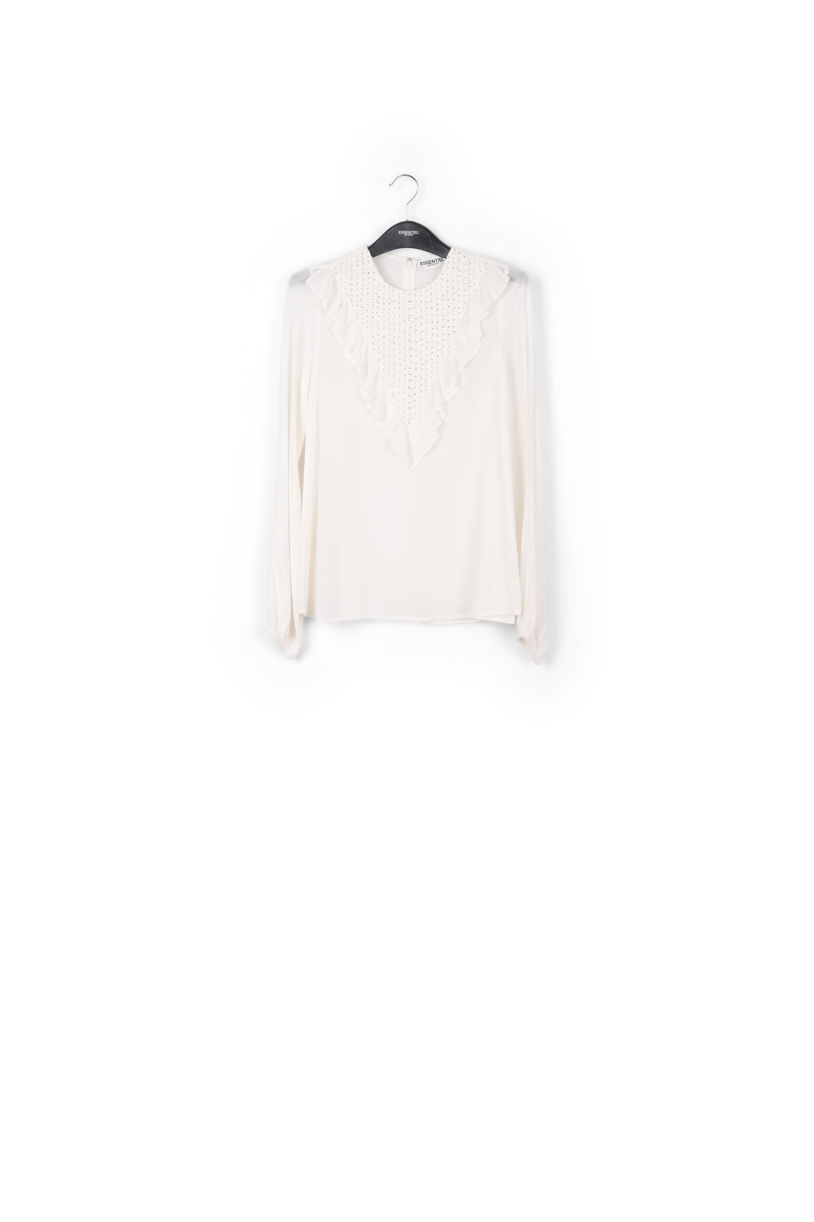 Off-white sequin-embroidered top with ruffles RE—SSENTIEL second-hand photo 1
