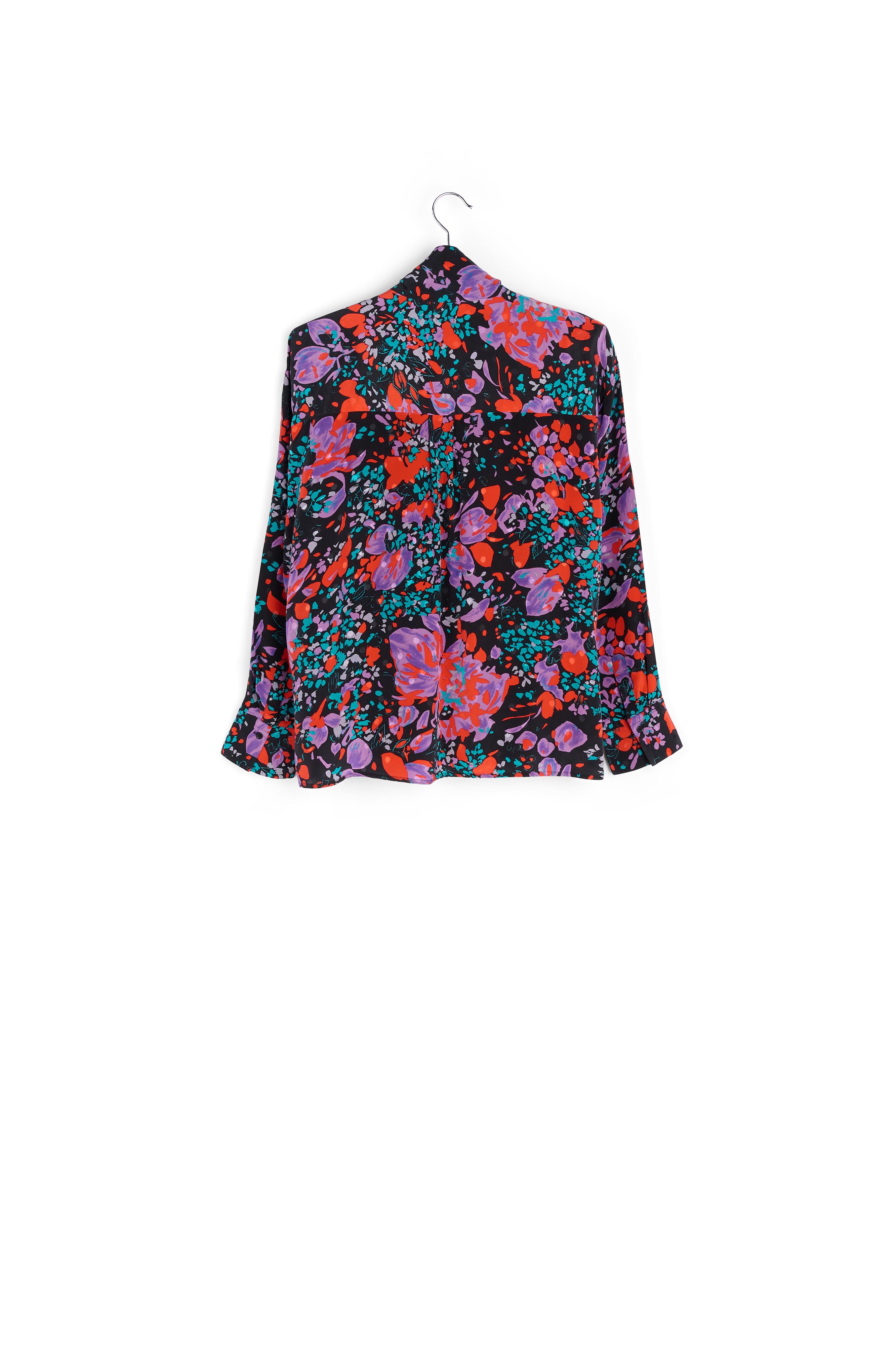 Black silk jacquard pussy-bow shirt RE—SSENTIEL second-hand photo 2