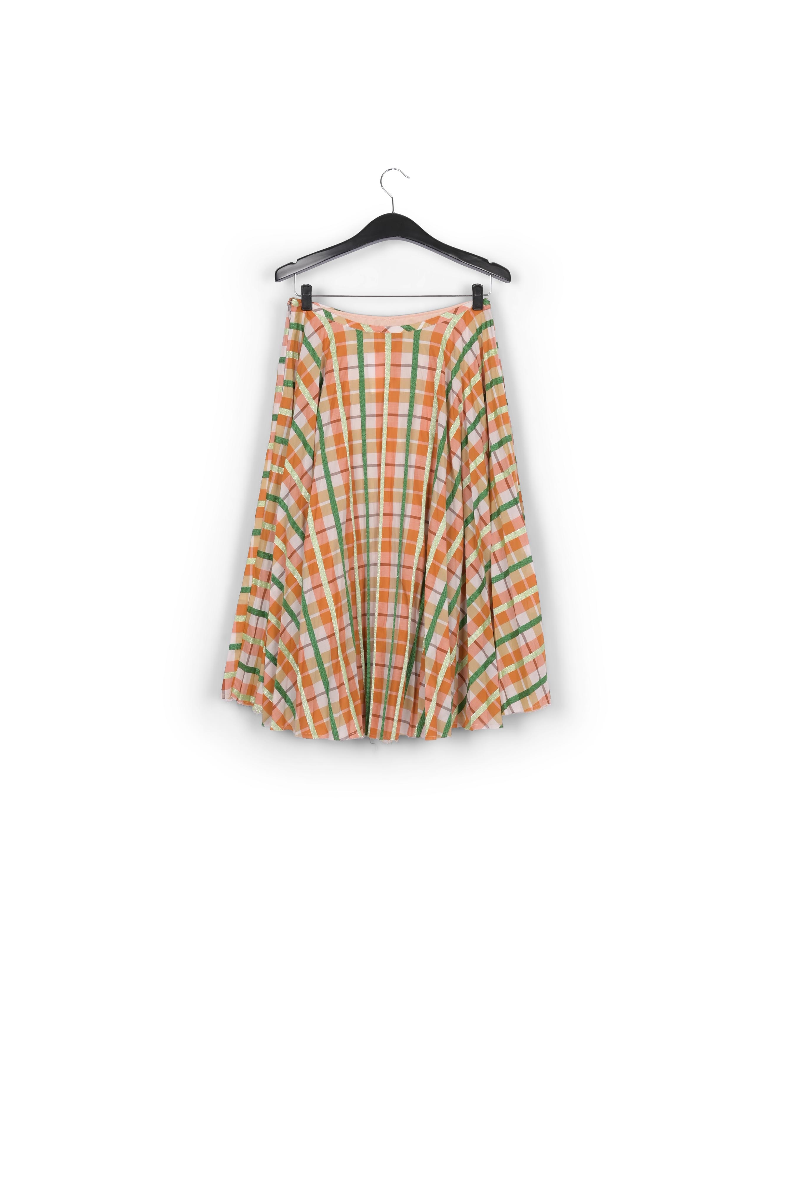 Beige en blauwe geplisseerde rok van katoenmix RE—SSENTIEL tweedehands photo 2