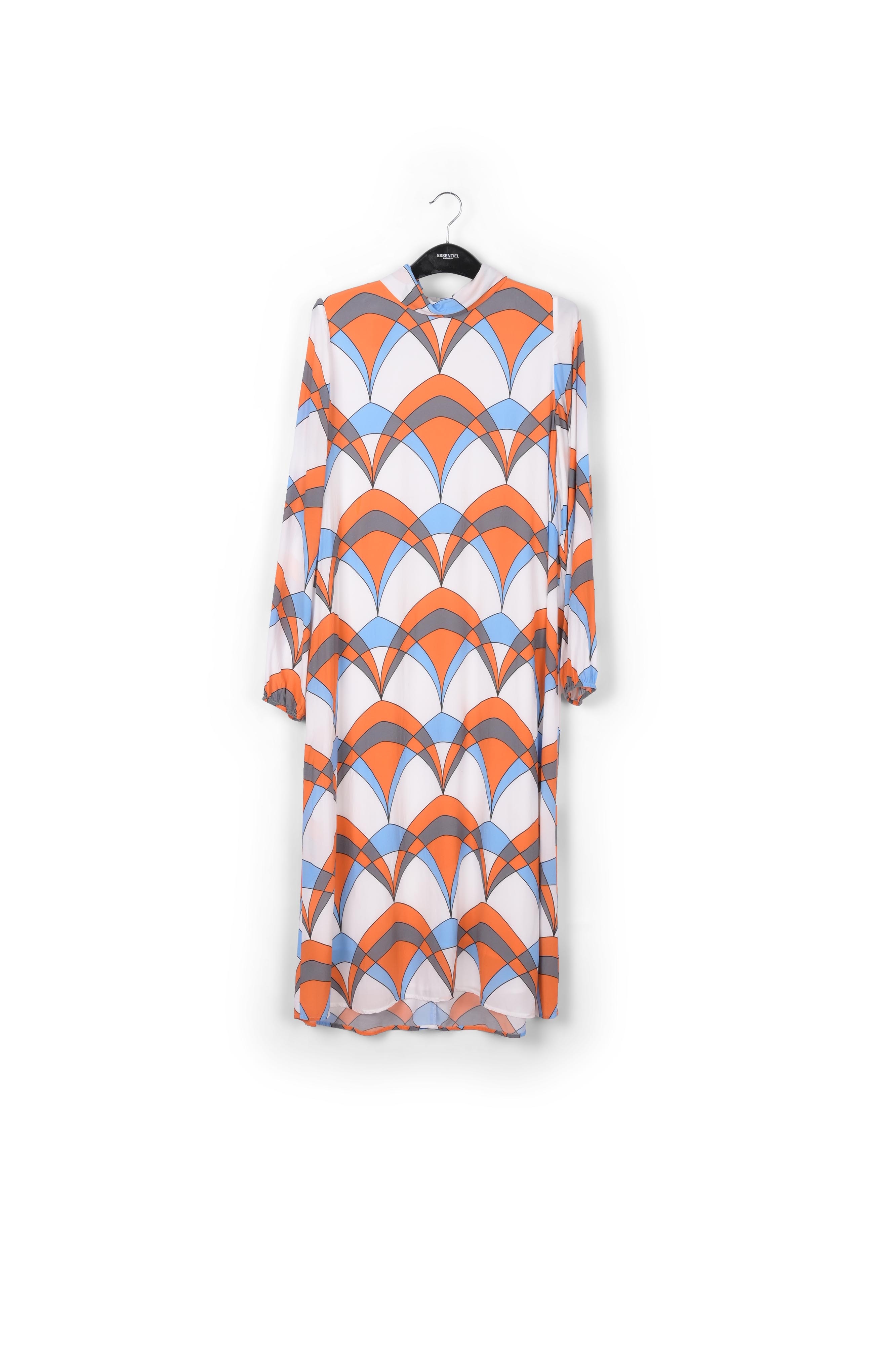 Gebroken witte jurk met grafische print en strik RE—SSENTIEL tweedehands photo 1