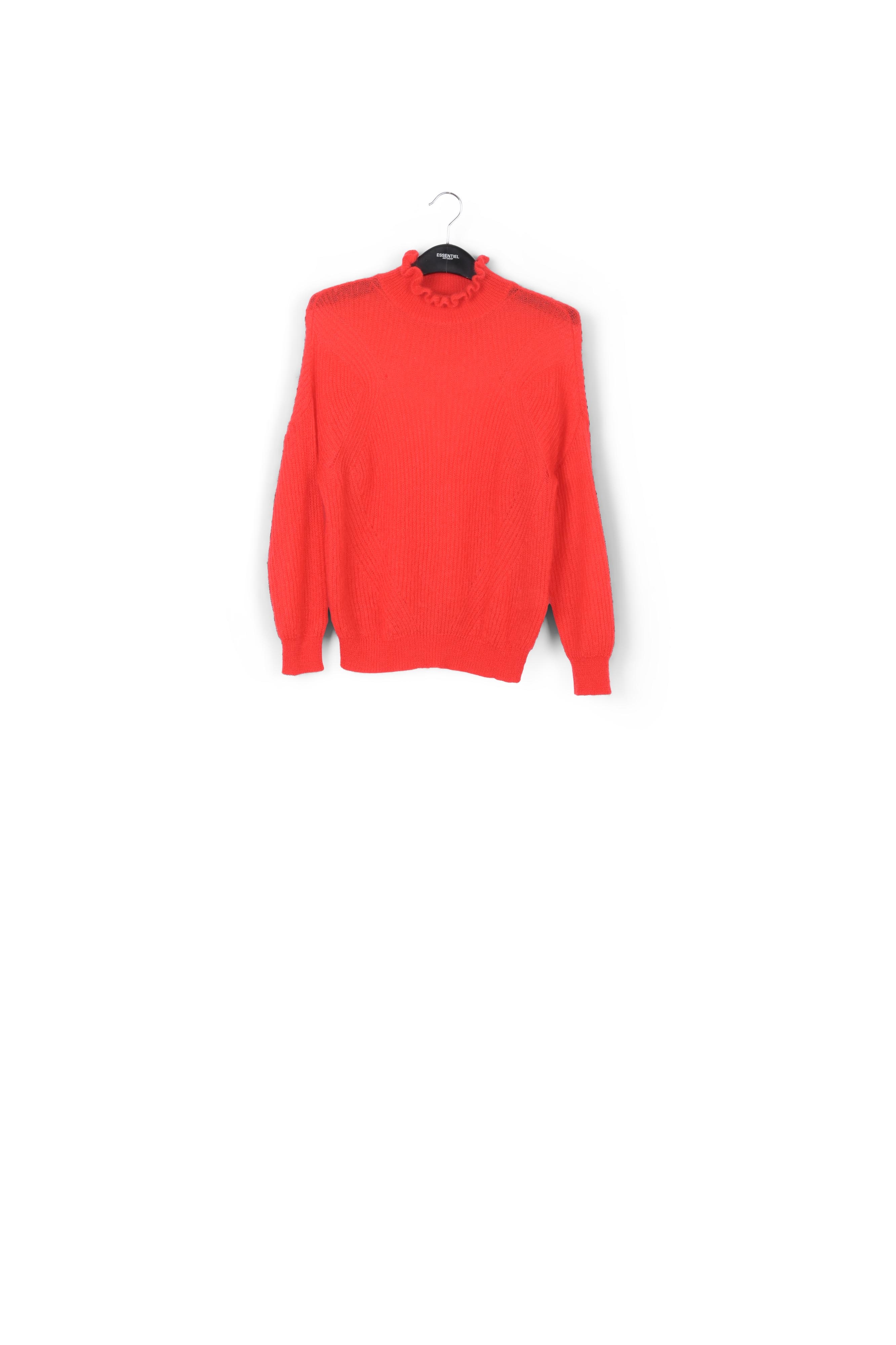 Pull rouge avec col haut à  ruches RE—SSENTIEL seconde main photo 1