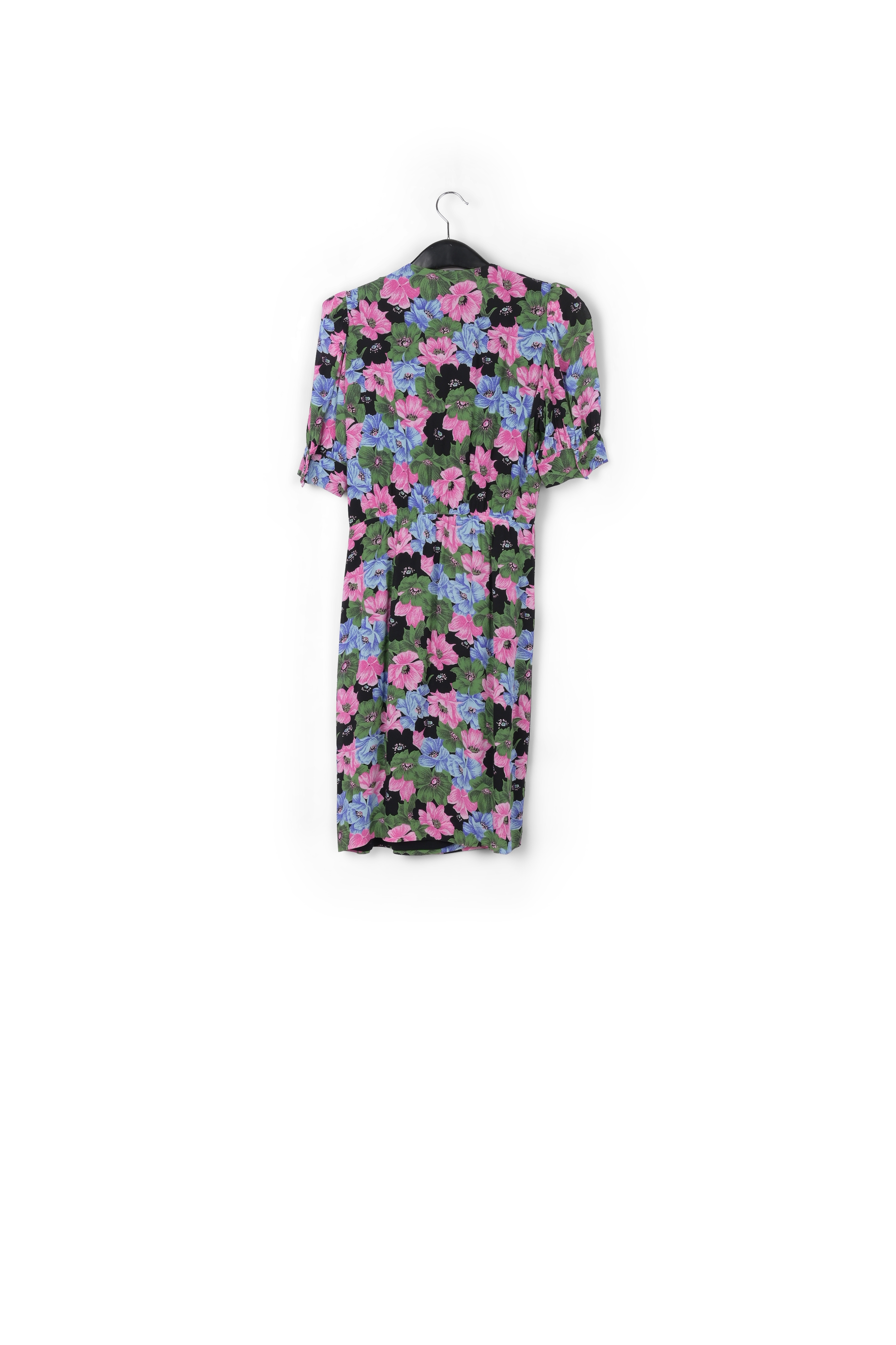 Wikkeljurk met zwarte, lichtgroene en fuchsia bloemenprint RE—SSENTIEL tweedehands photo 3