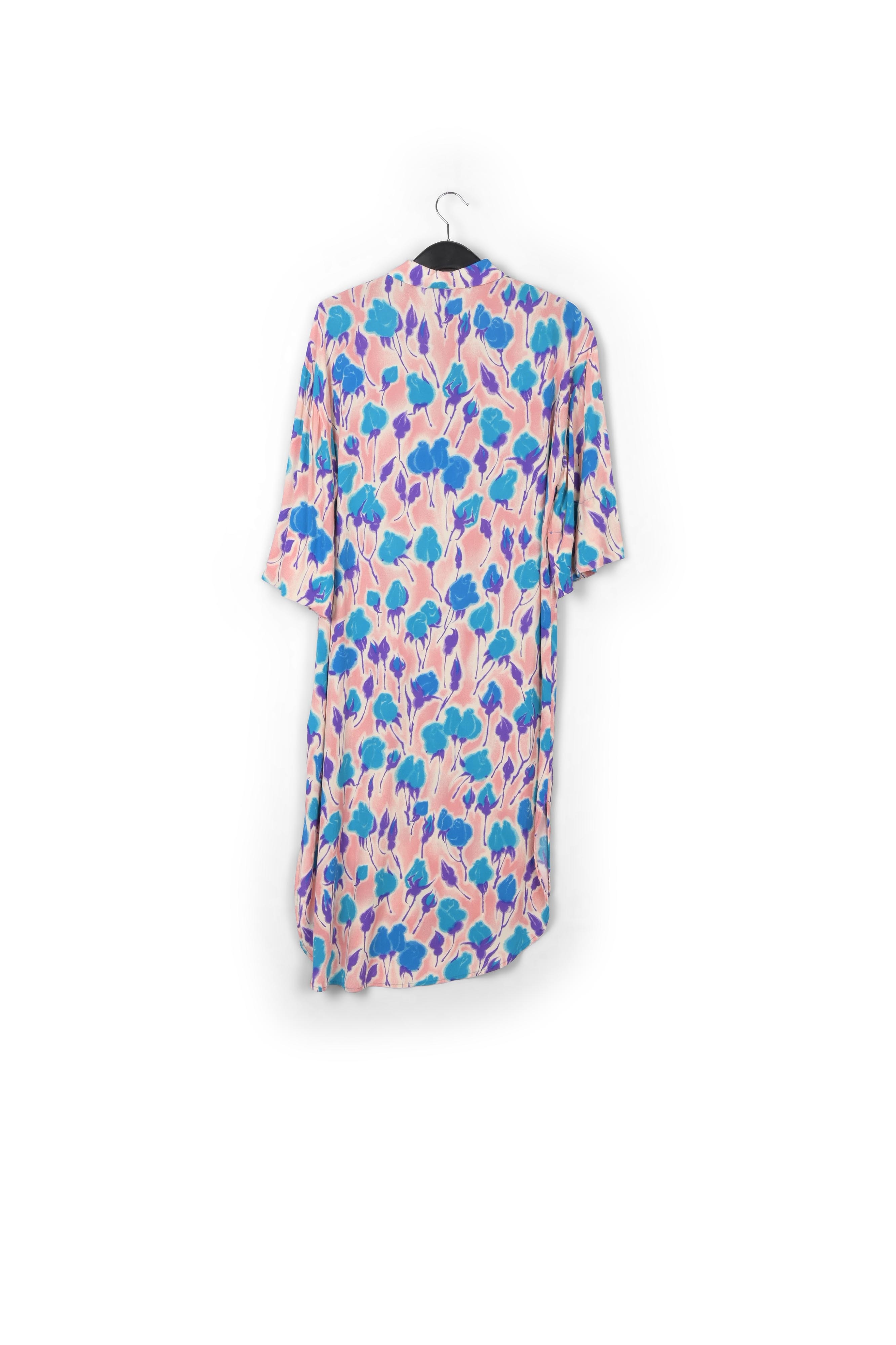 Light pink, blue and purple floral print midi-length dress RE—SSENTIEL second-hand photo 2