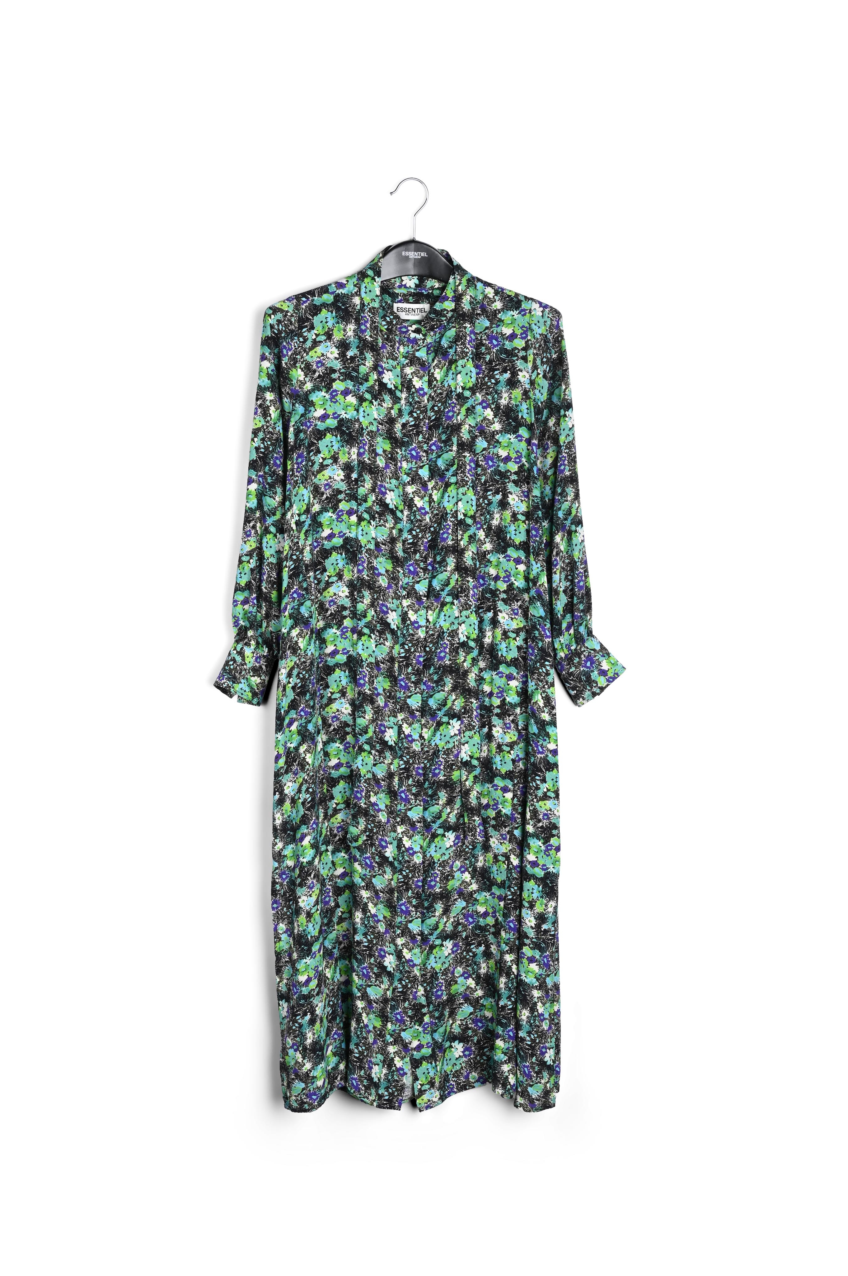 Robe chemise verte fleurie à ligne a RE—SSENTIEL seconde main photo 1