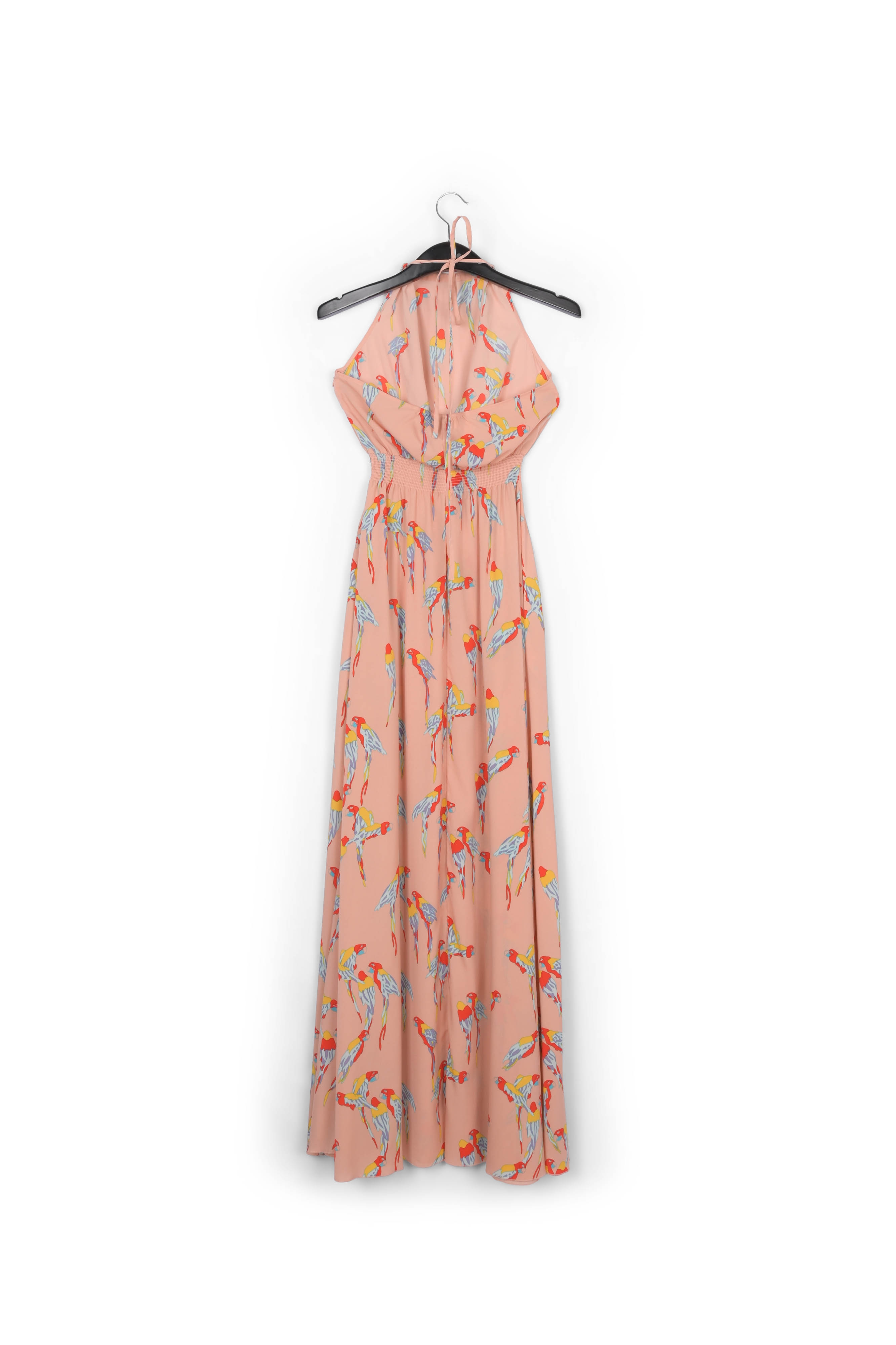 Longue robe rose imprimée avec encolure ras-du-cou RE—SSENTIEL seconde main photo 2