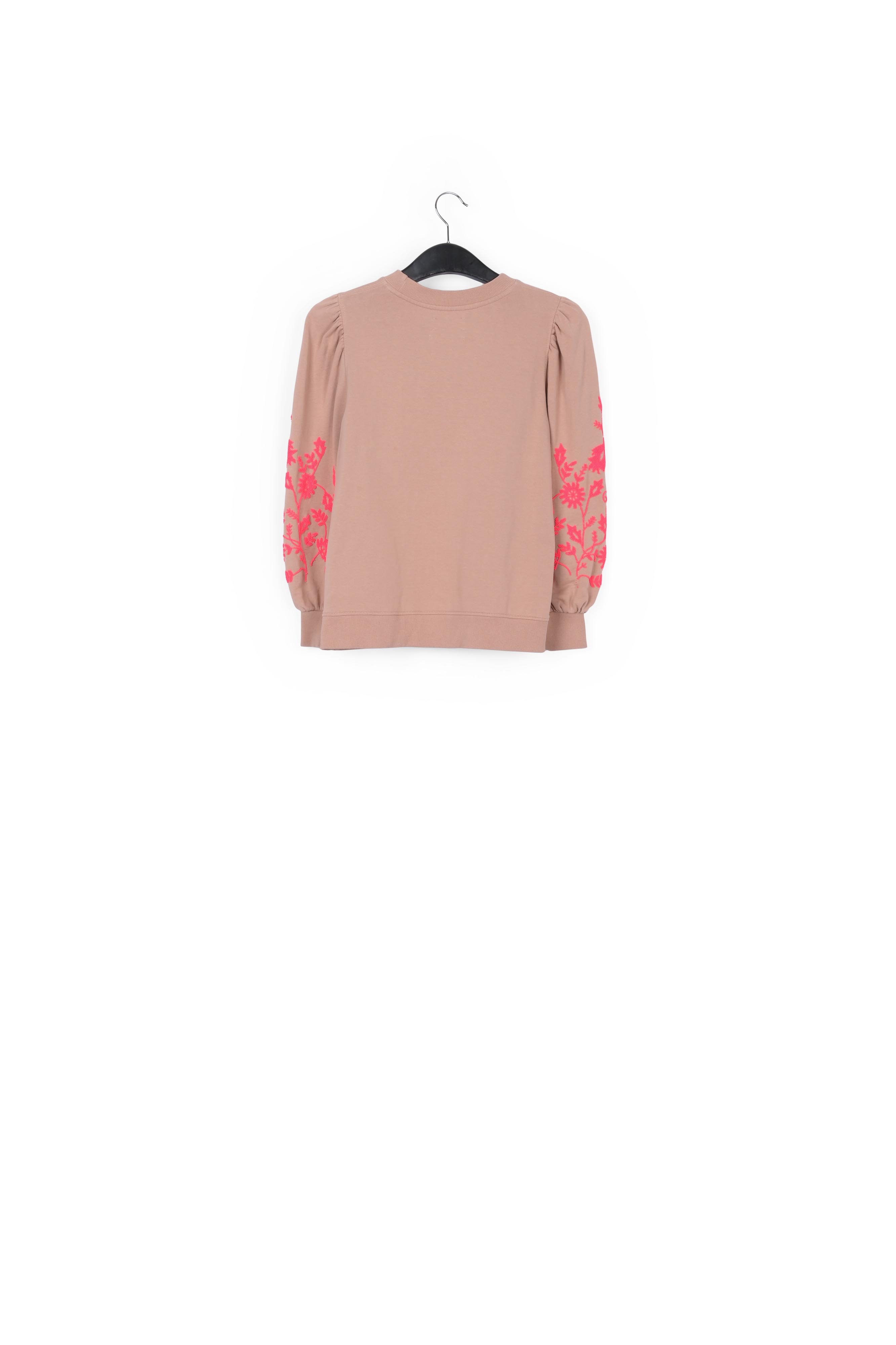 Sweatshirt rose vintage avec broderies roses RE—SSENTIEL seconde main photo 2