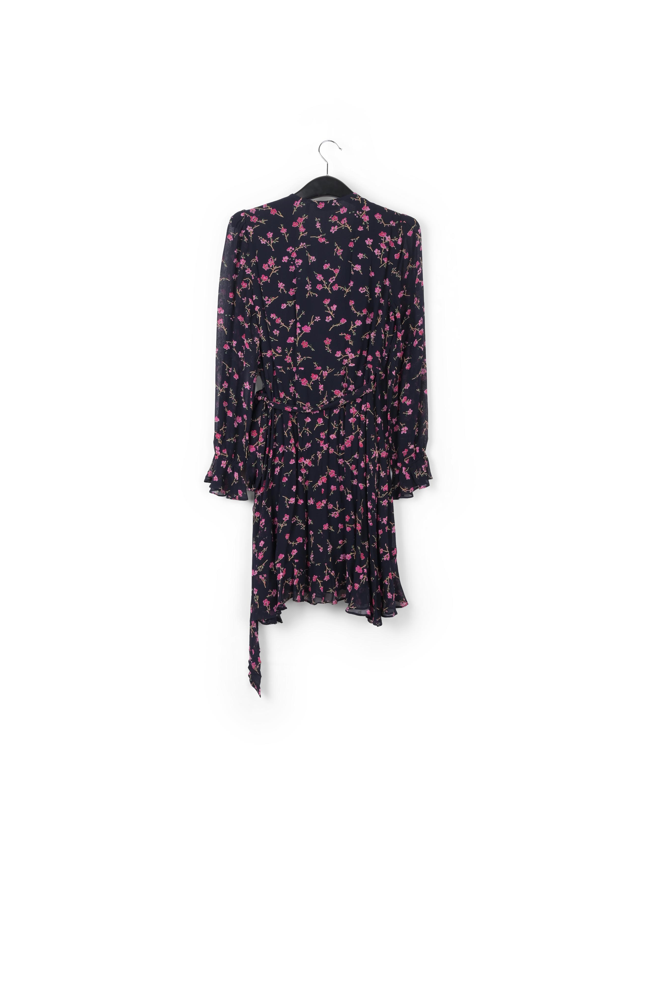 Mini robe cache-coeur florale en bleu foncé RE—SSENTIEL seconde main photo 2