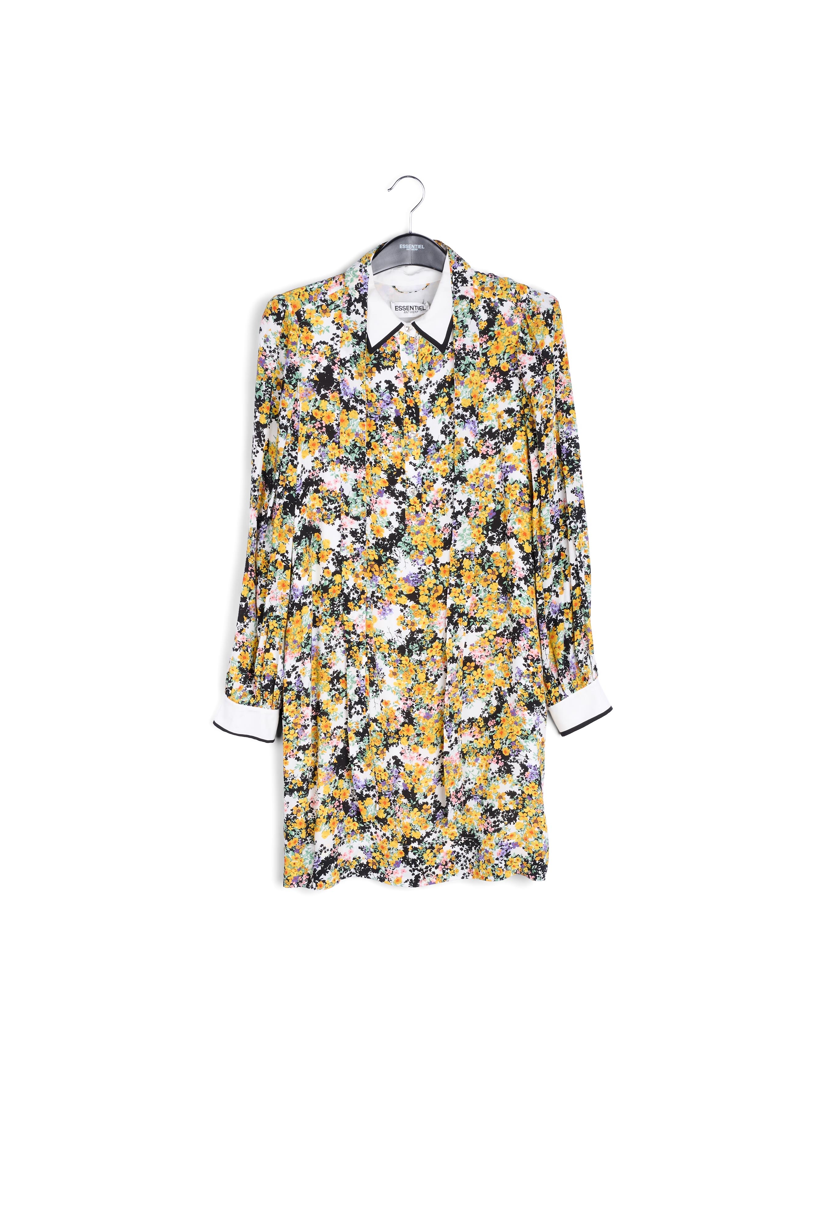 Mini robe chemise blanc cassé à fleurs RE—SSENTIEL seconde main photo 1