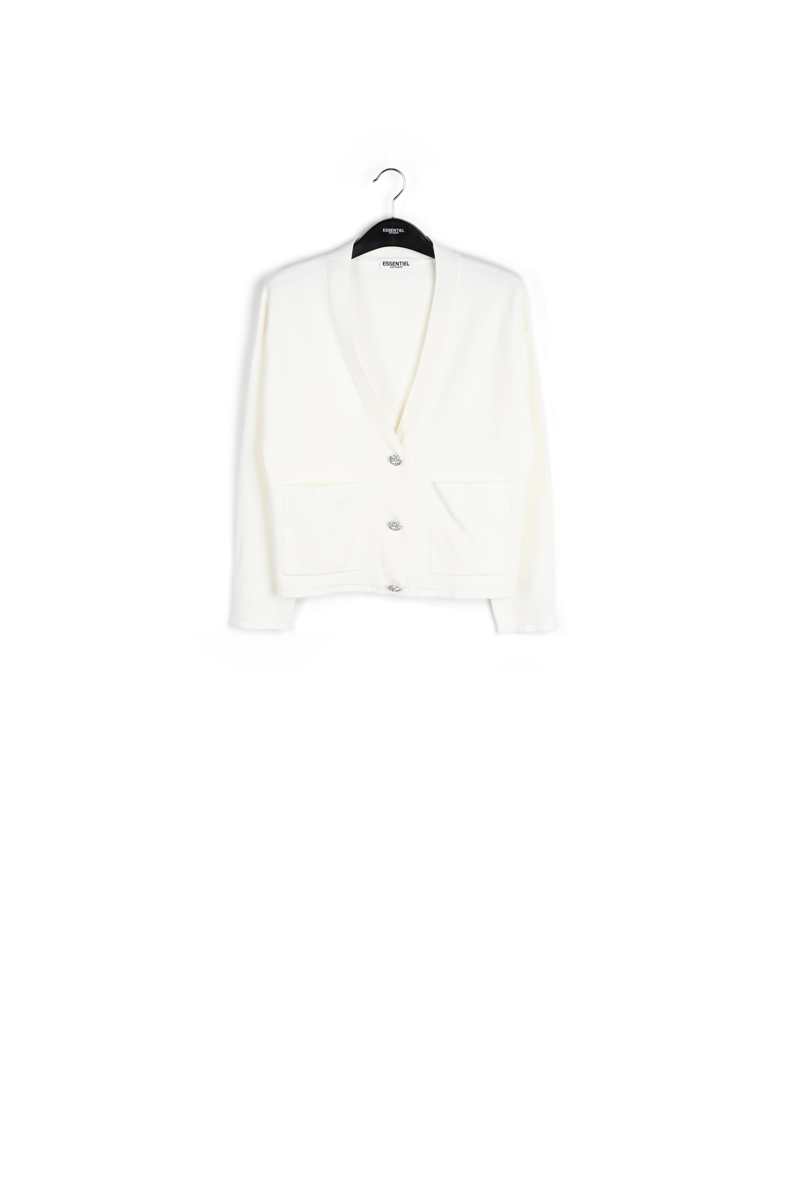 Gebroken witte cardigan met strasknopen RE—SSENTIEL tweedehands photo 1