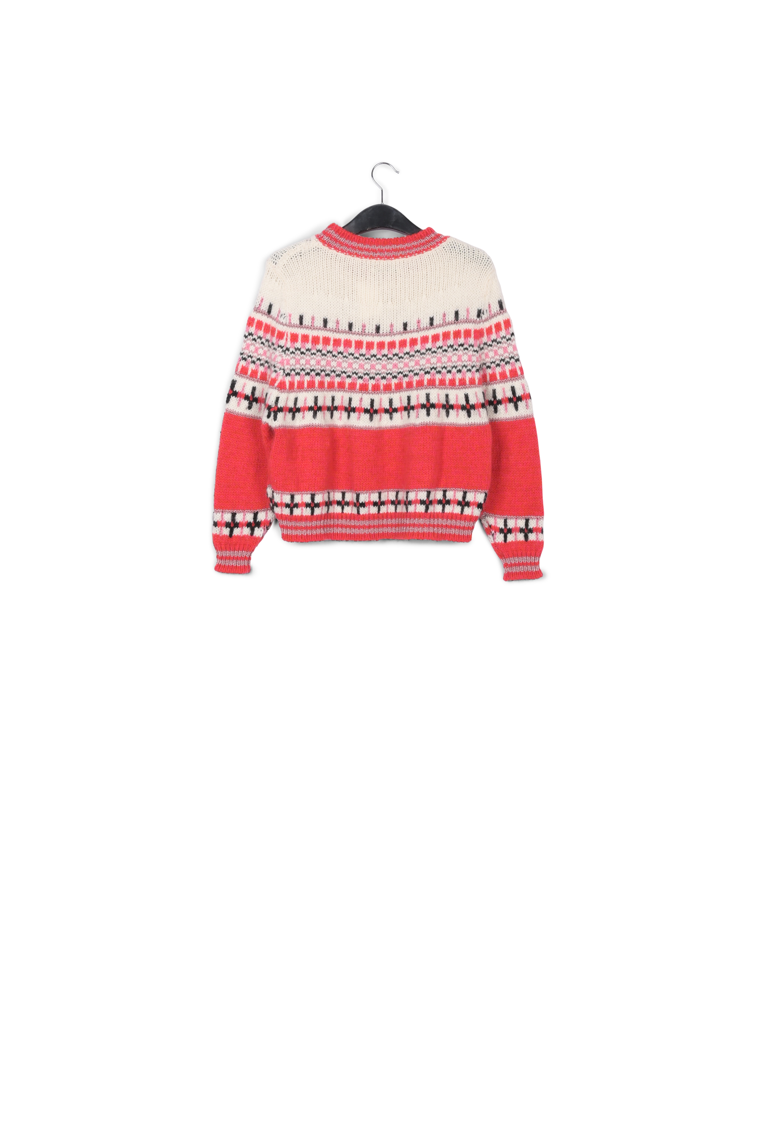 Pull cocon avec motif rouge, rose et blanc RE—SSENTIEL seconde main photo 2