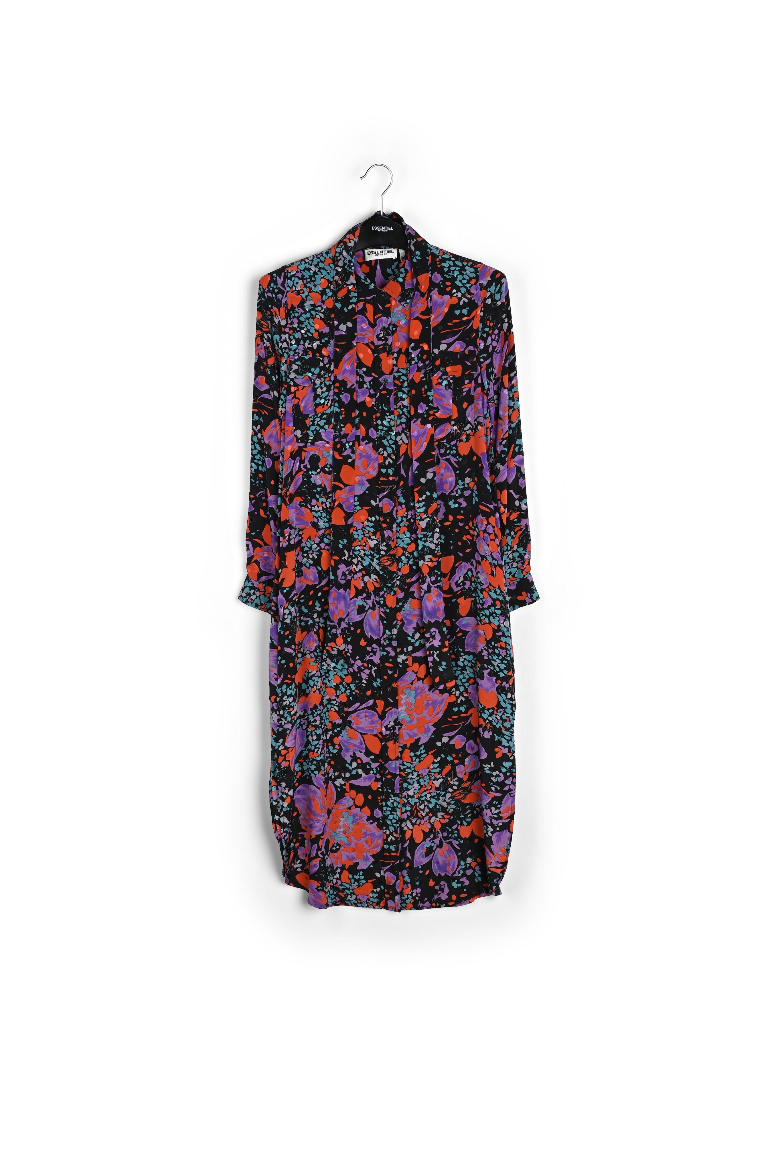 Robe chemise noire en jacquard de soie RE—SSENTIEL seconde main photo 1