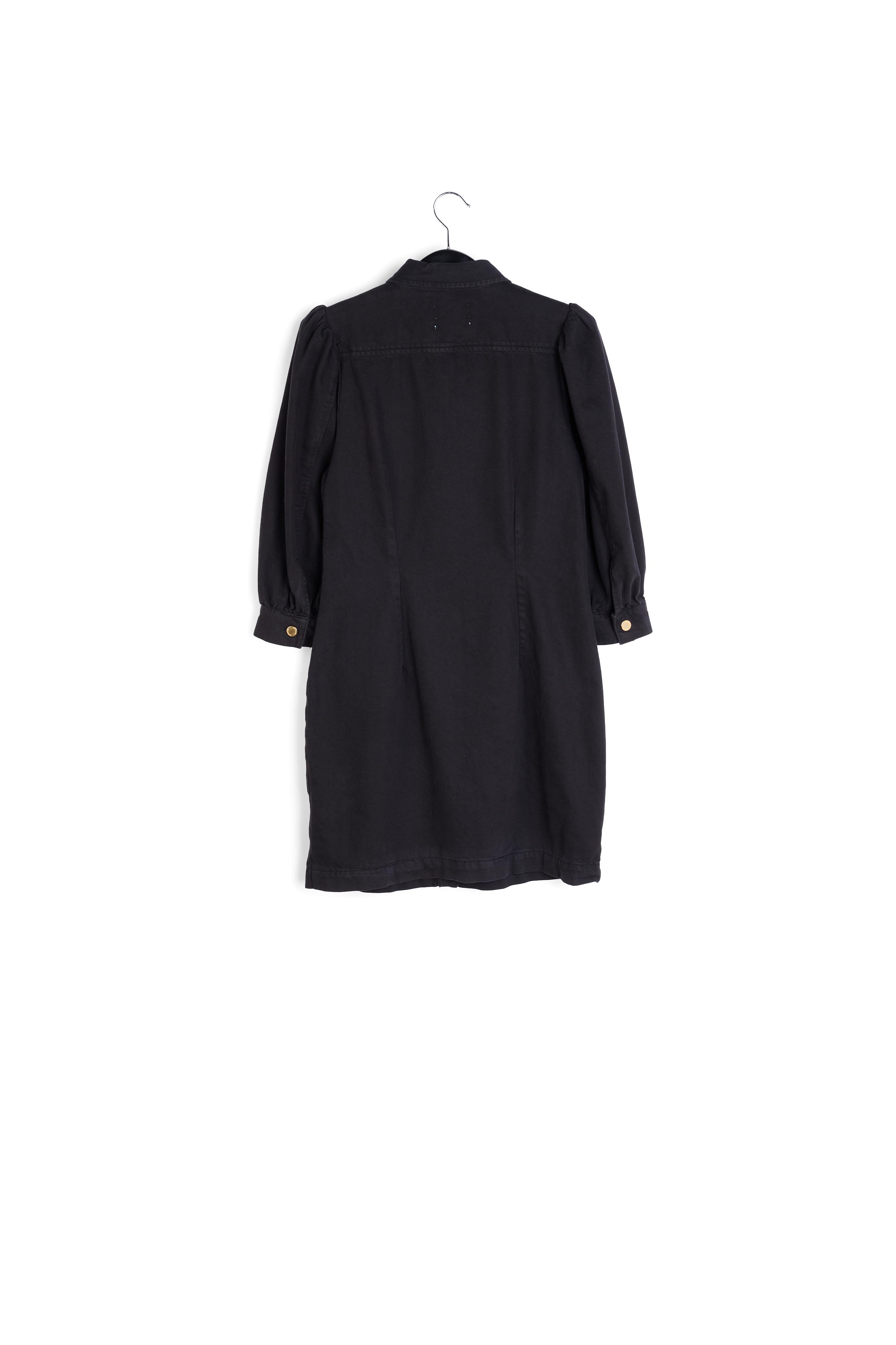 Robe mini en jean noir aux manches bouffantes RE—SSENTIEL seconde main photo 2