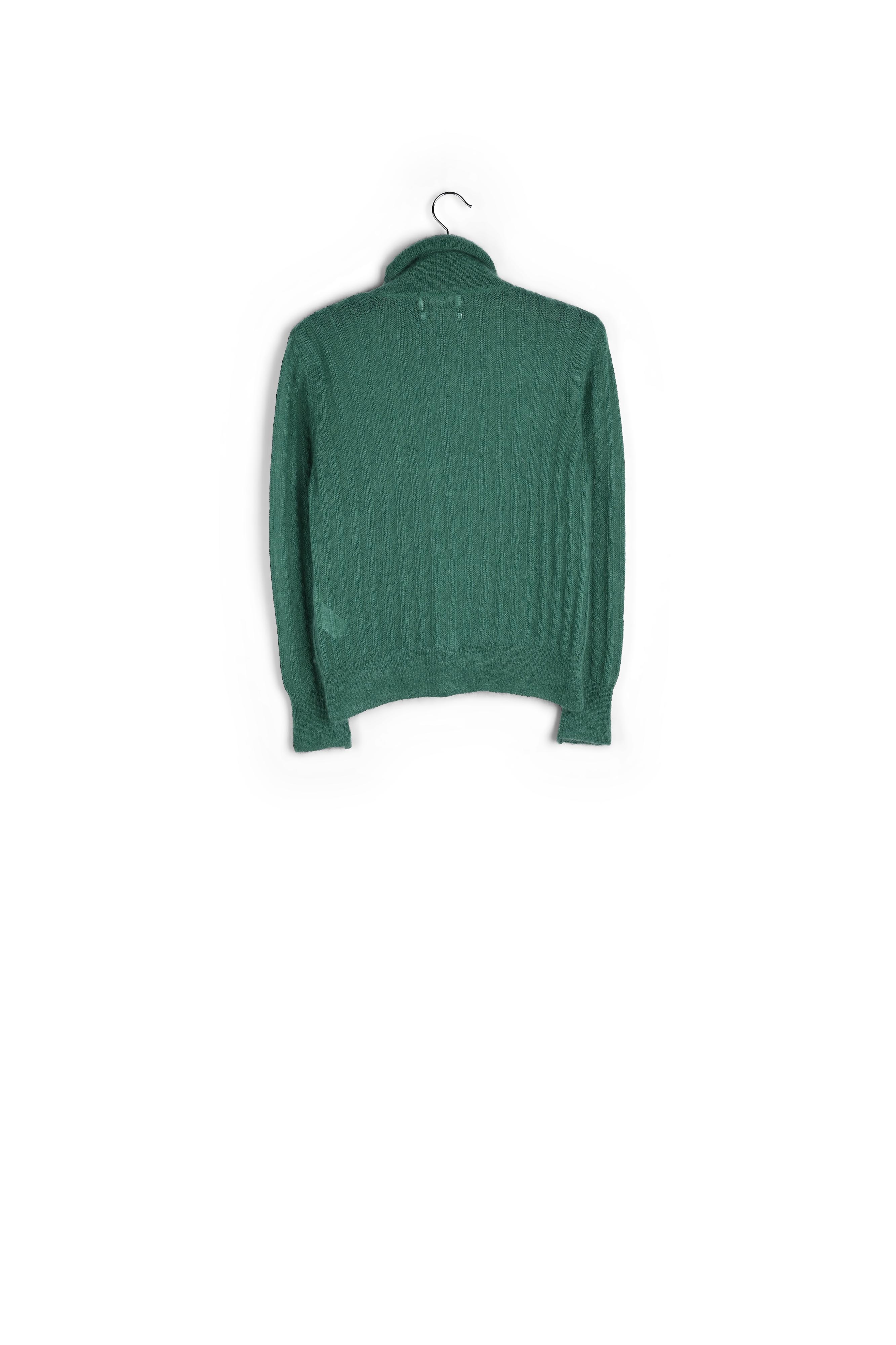 Dark green cable-knitted turtleneck sweater RE—SSENTIEL second-hand photo 2