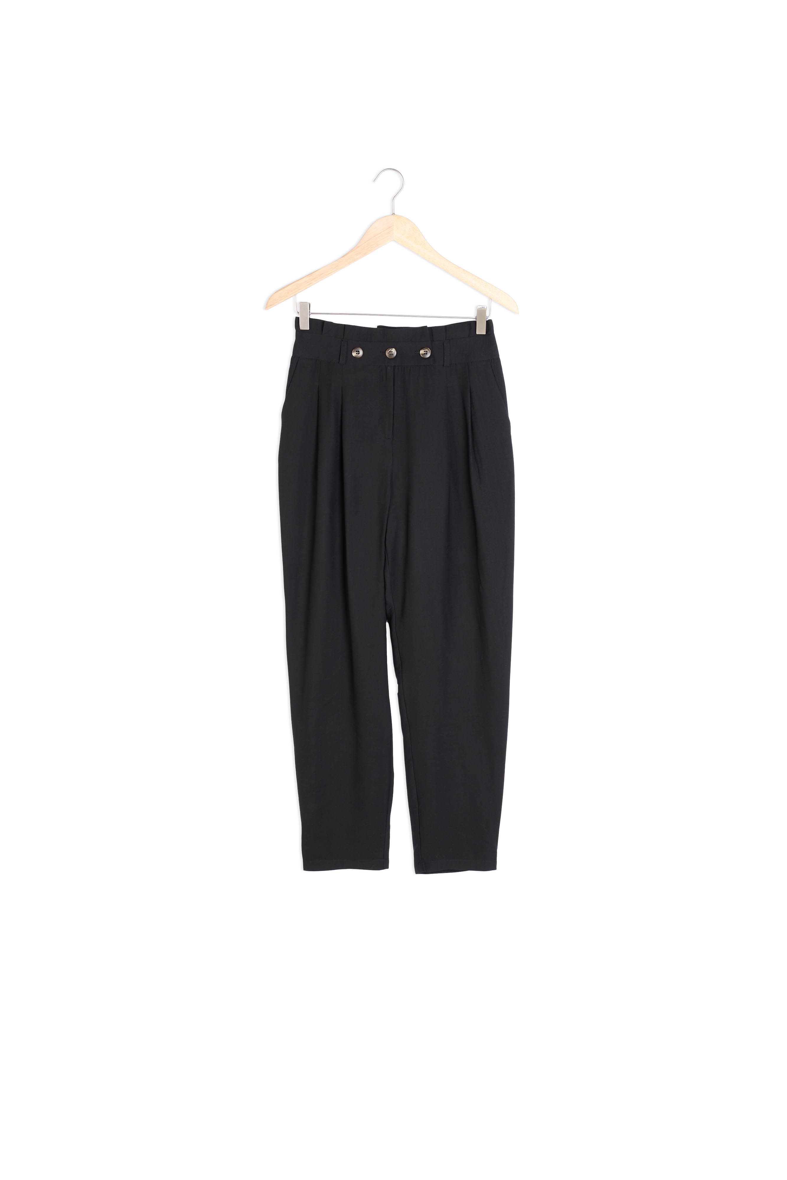 Pantalon cigarette taille haute noir Theo Maison 123 seconde main photo 3