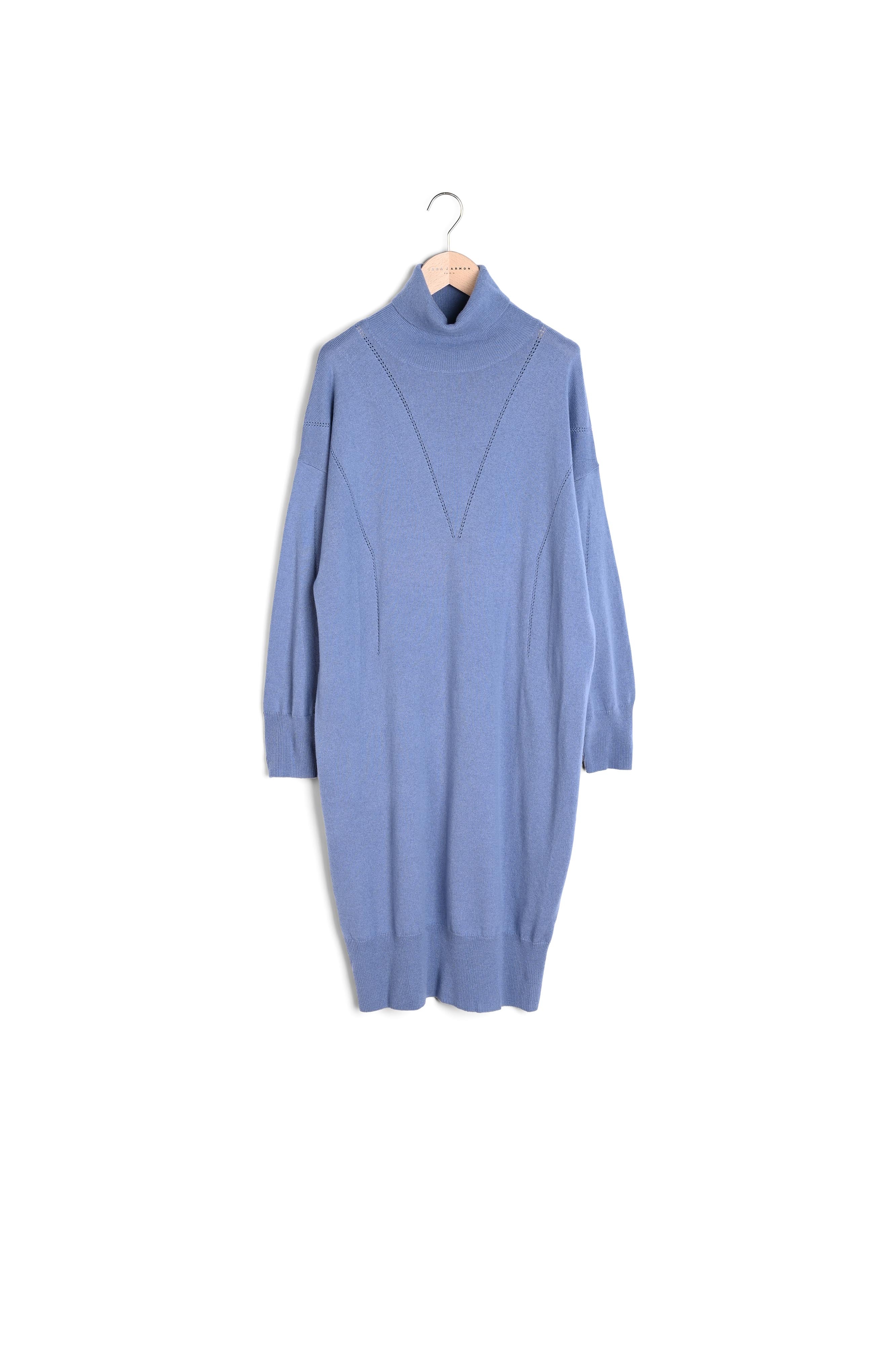 Robe pull Rybbi bleu pastel en merinos et cachemire Tara Jarmon seconde main photo 6
