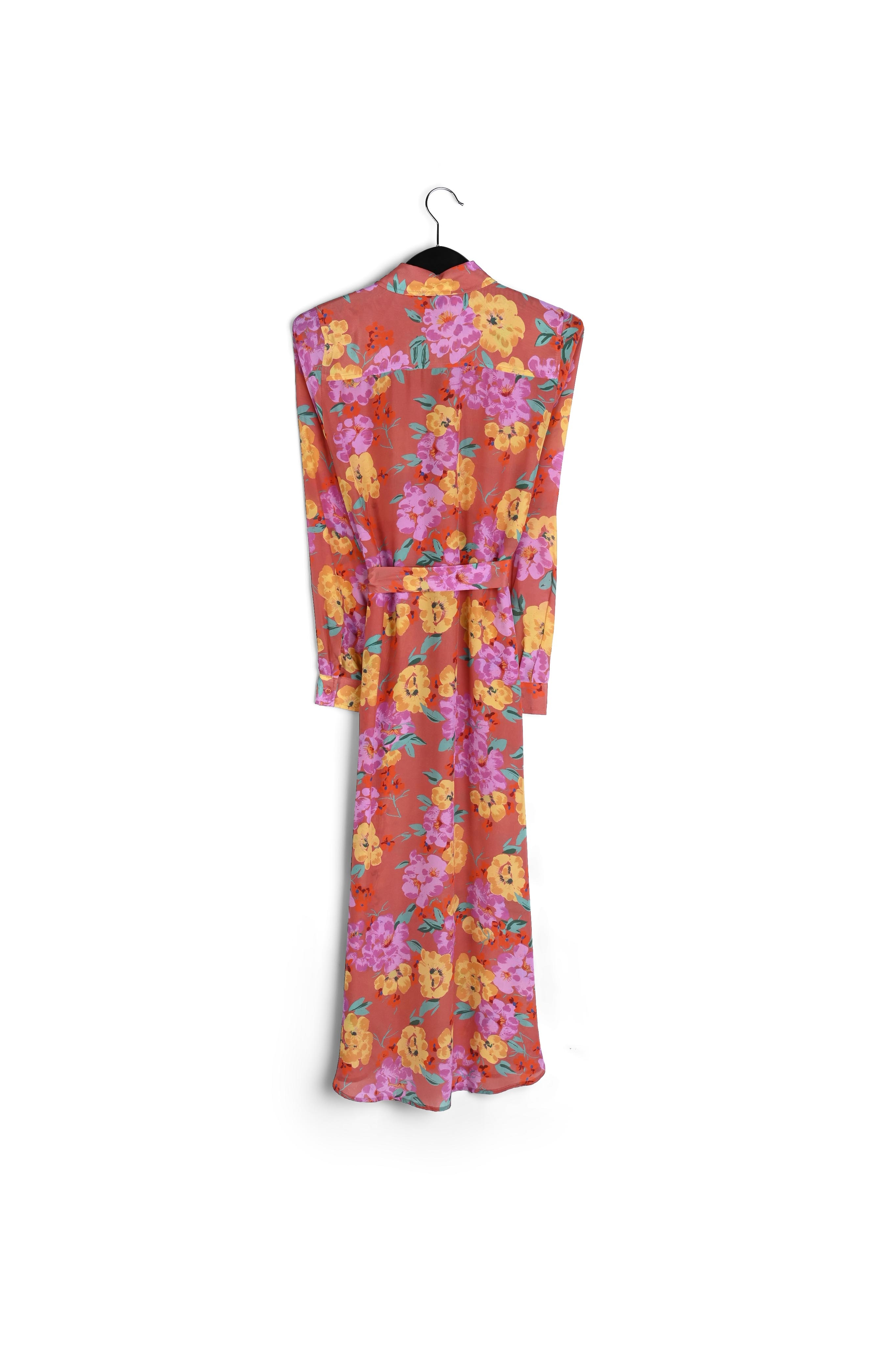 Coral floral-print silk shirt dress RE—SSENTIEL second-hand photo 2