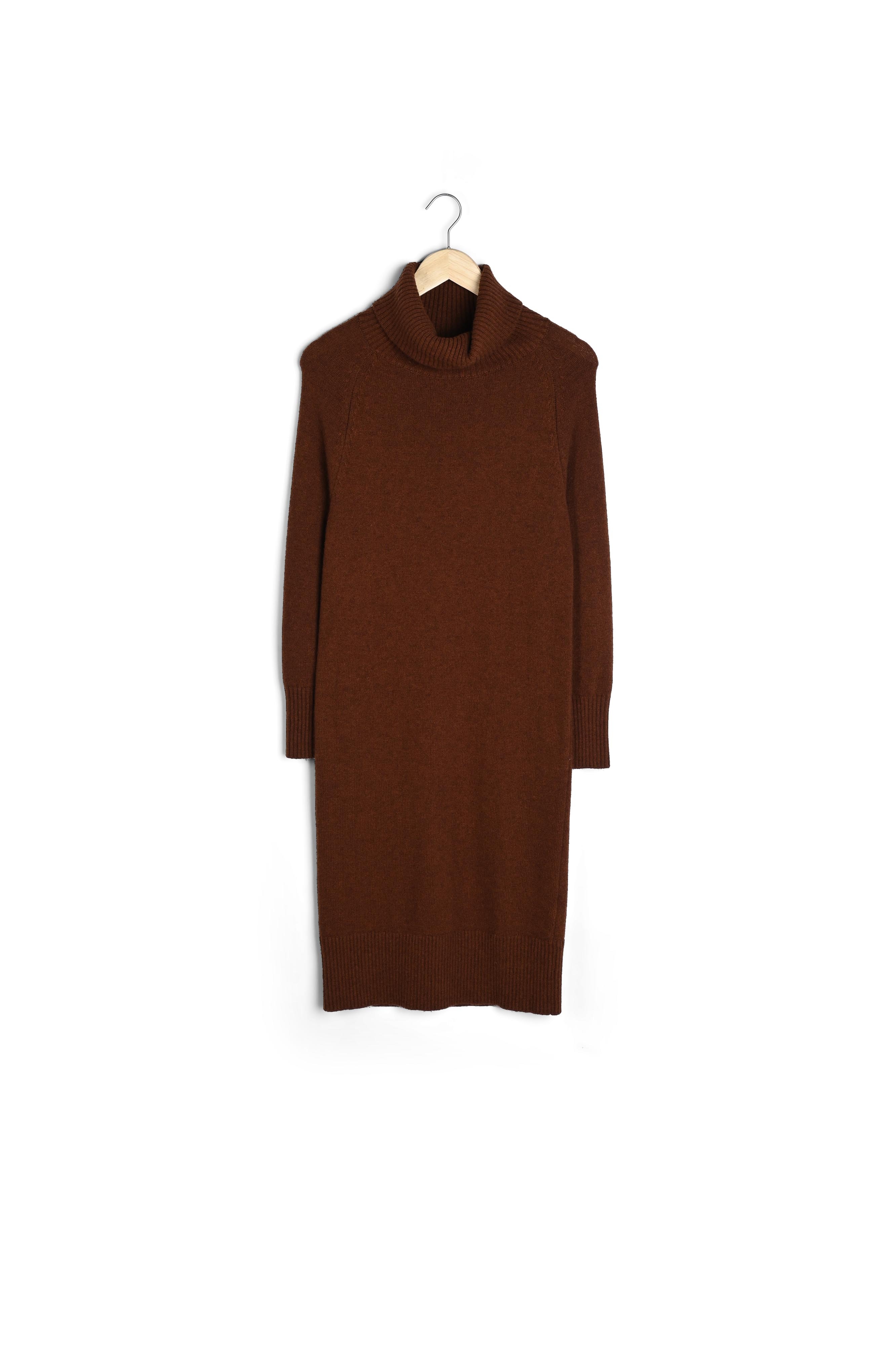 Robe pull col roulé chocolat en laine responsable et yack Holly Maison 123 seconde main photo 1