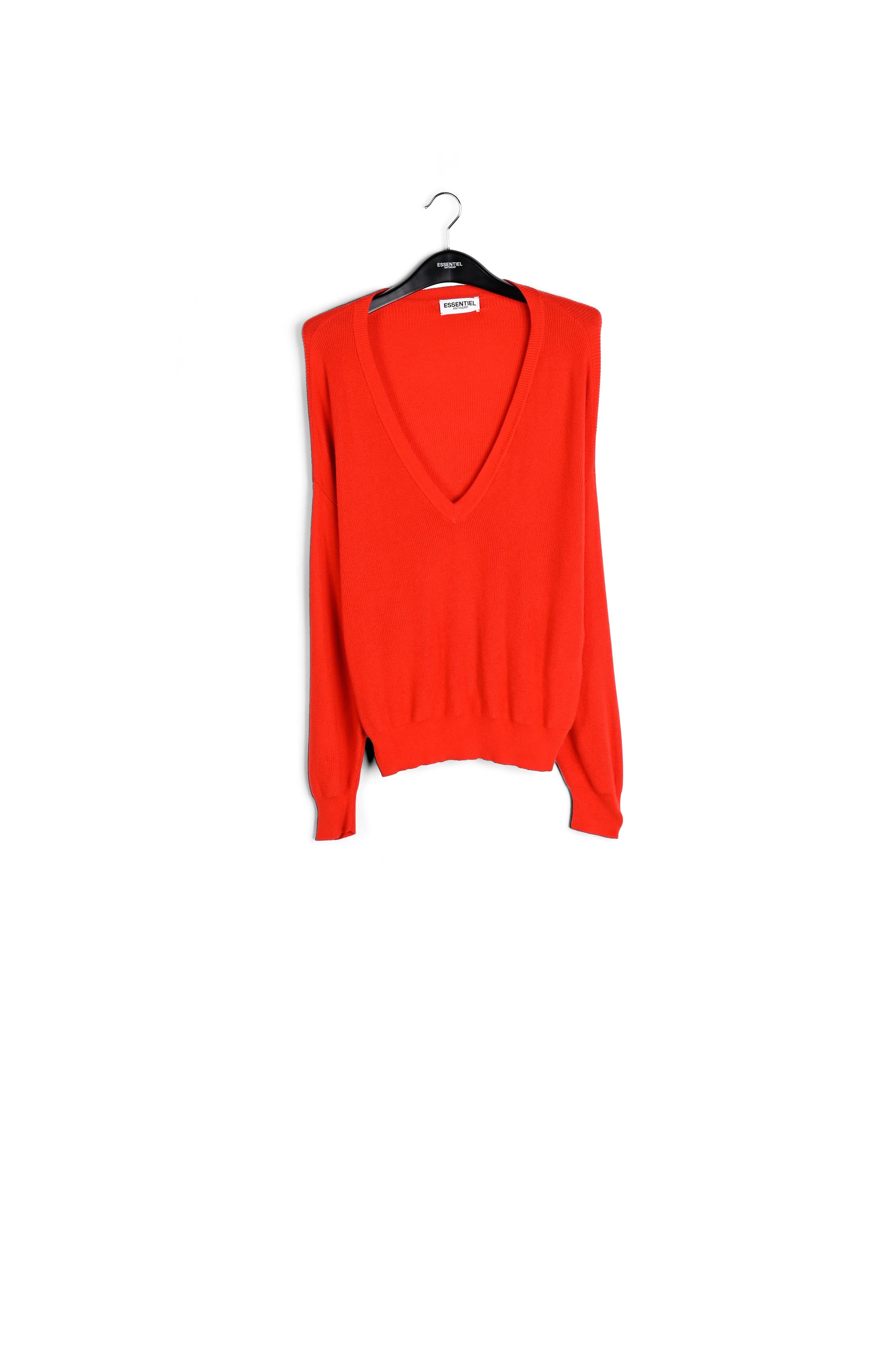 Pull en côtes rouge à encolure en v RE—SSENTIEL seconde main photo 1