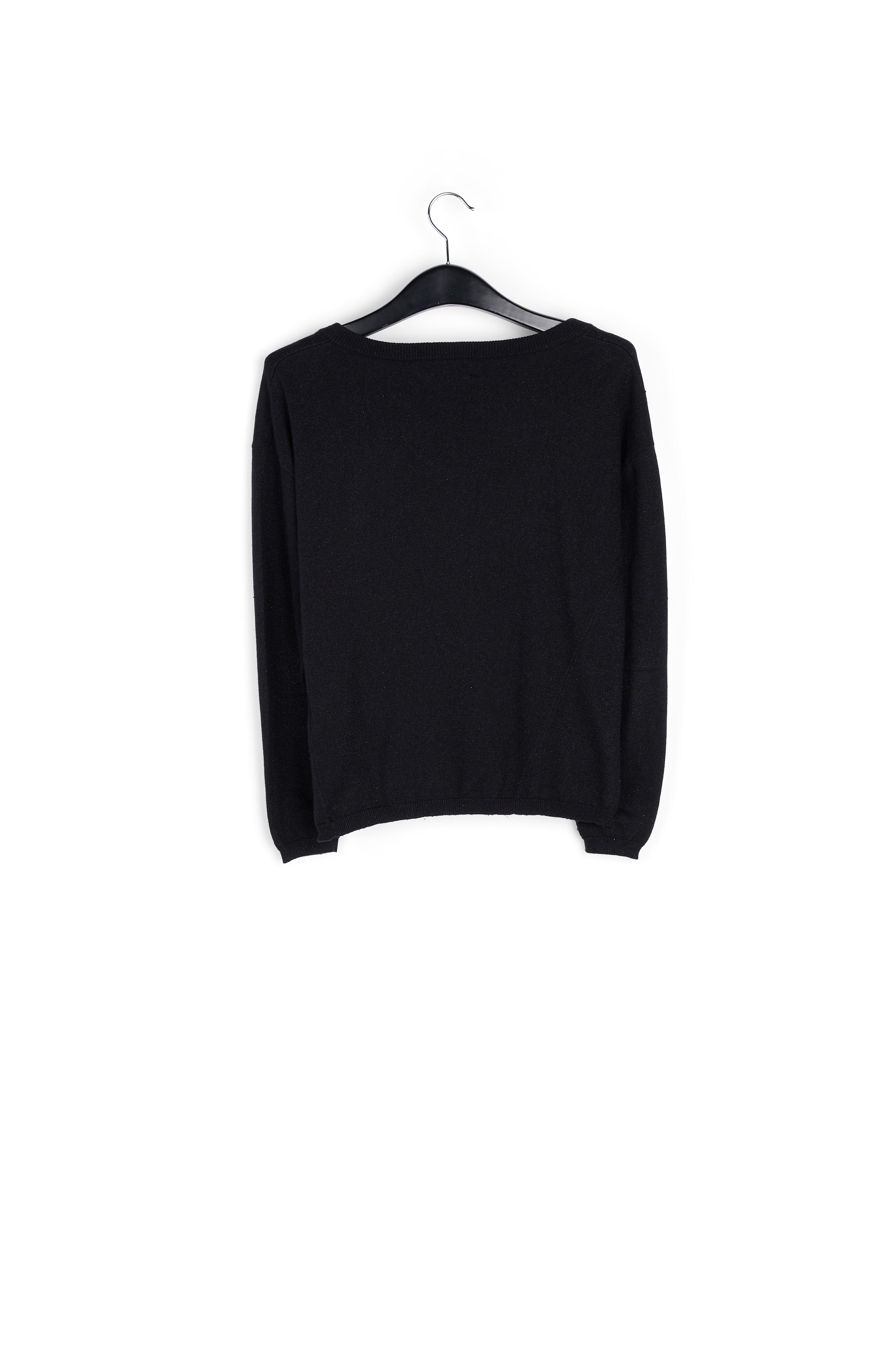 Zwarte lurex gebreide trui met v-hals RE—SSENTIEL tweedehands photo 2