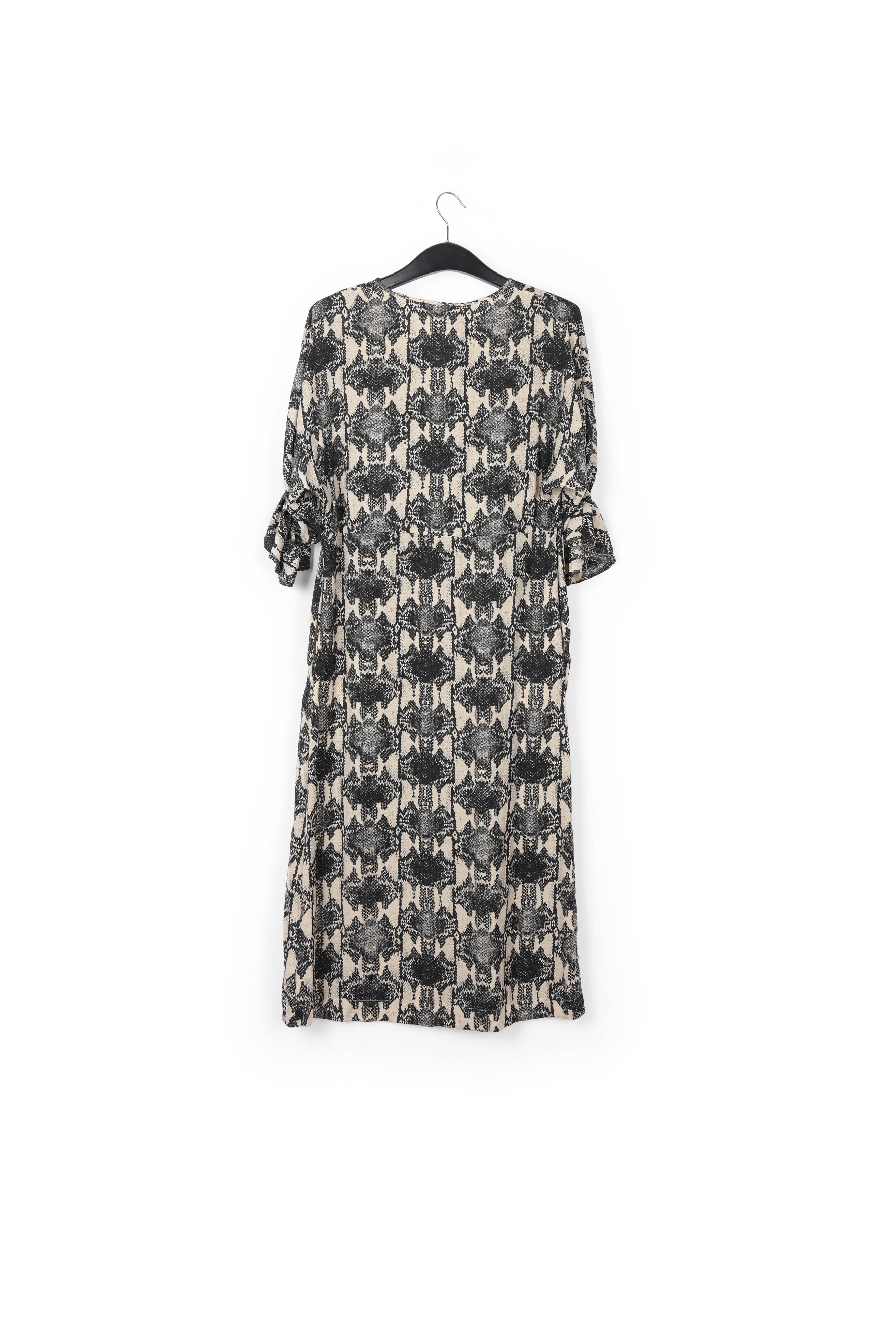 Robe midi ceinturée écrue à imprimé serpent RE—SSENTIEL seconde main photo 2