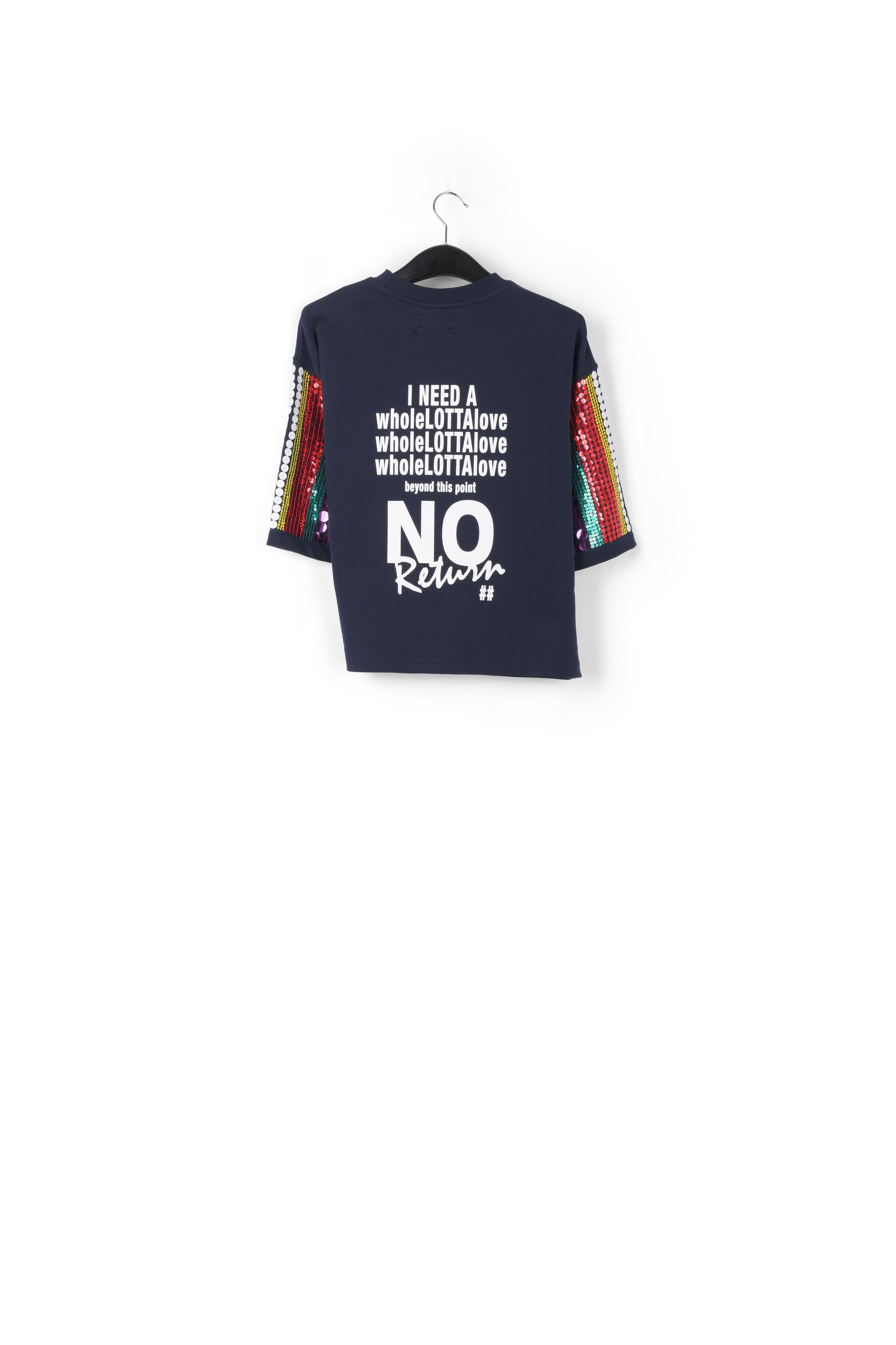 Dark blue organic cotton sweatshirt with sequins RE—SSENTIEL second-hand photo 2
