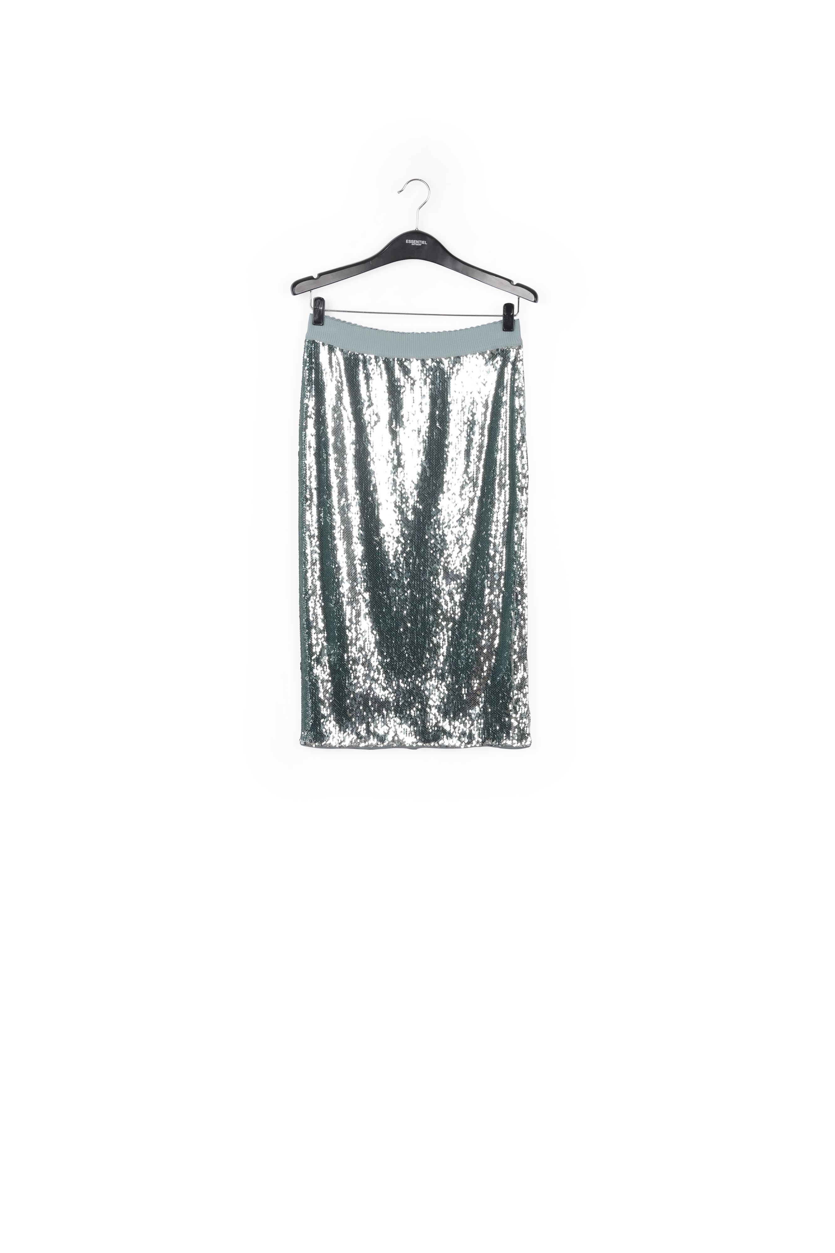 Turquoise sequin-embellished pencil skirt RE—SSENTIEL second-hand photo 1