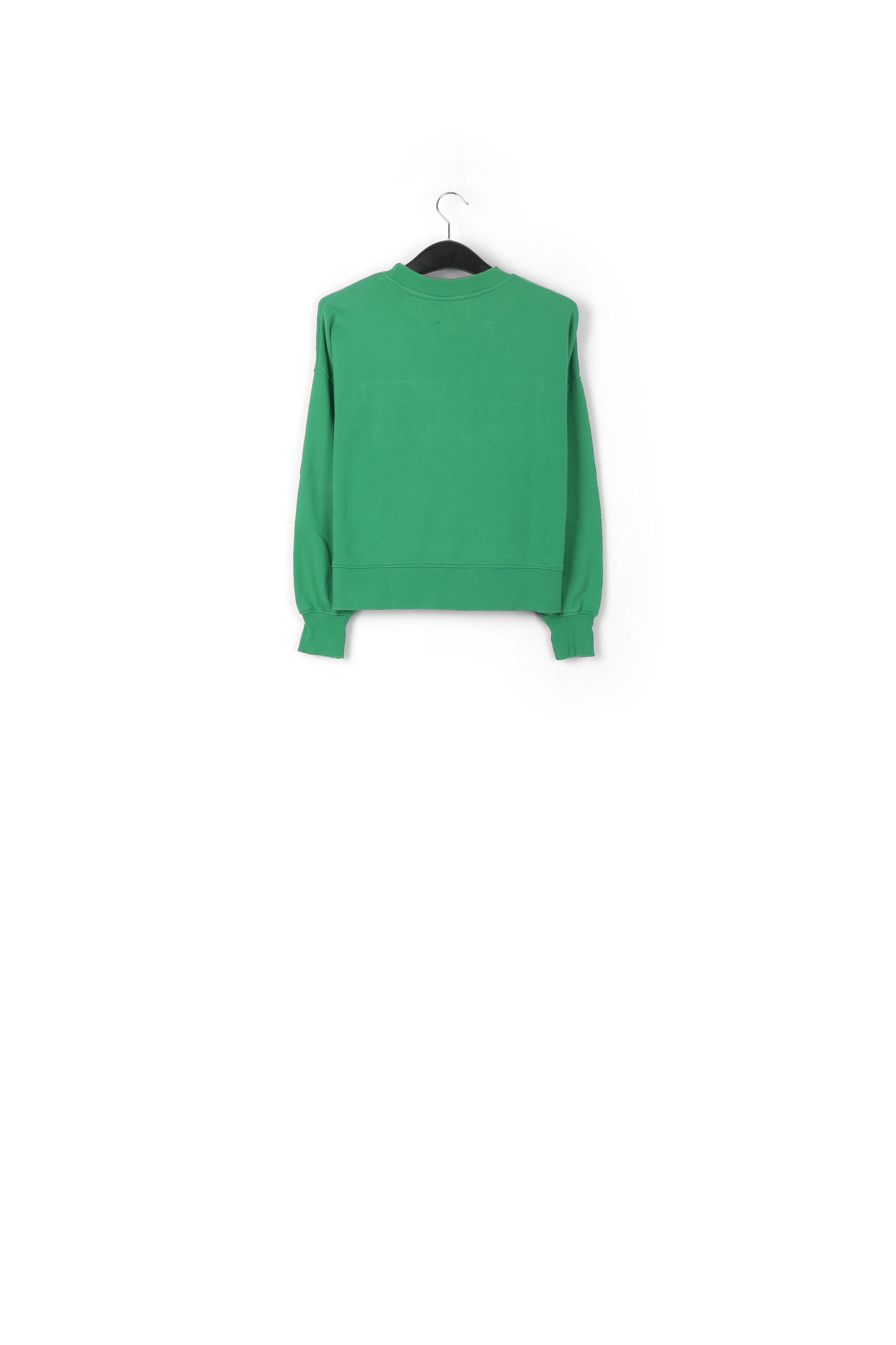Green cotton-jersey sweatshirt with 'riot' embroidery RE—SSENTIEL second-hand photo 2
