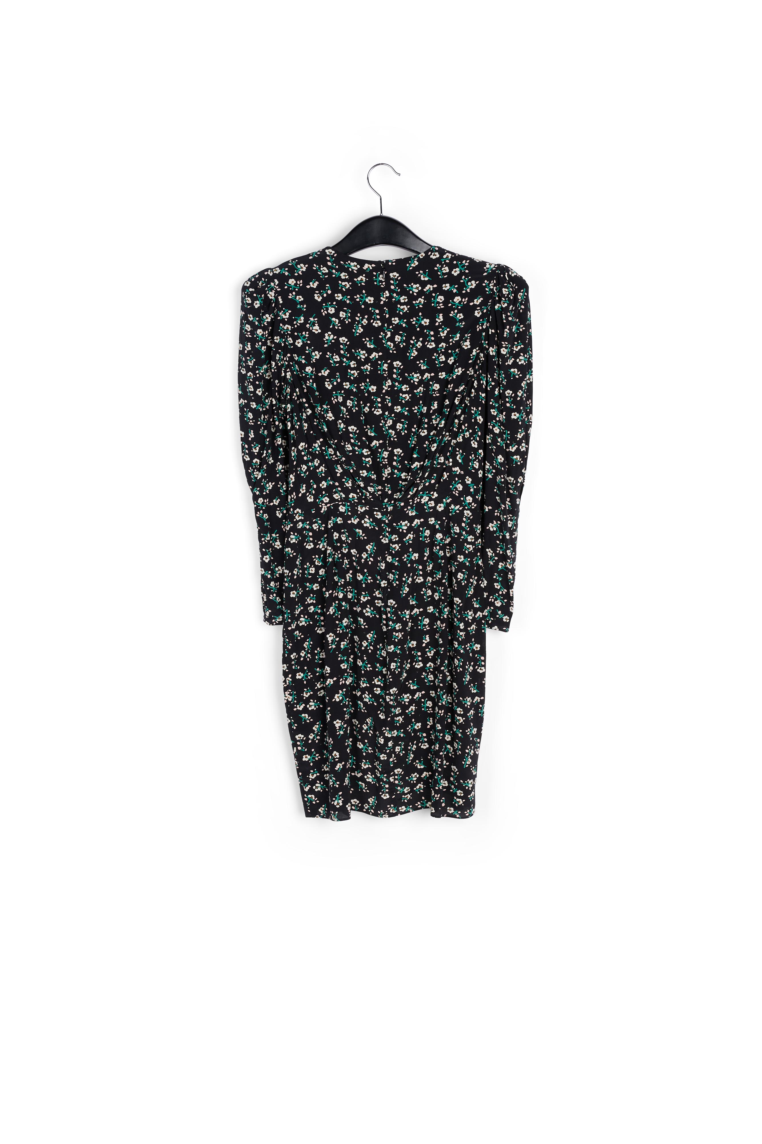Zwarte miniwikkeljurk met bloemen RE—SSENTIEL tweedehands photo 2