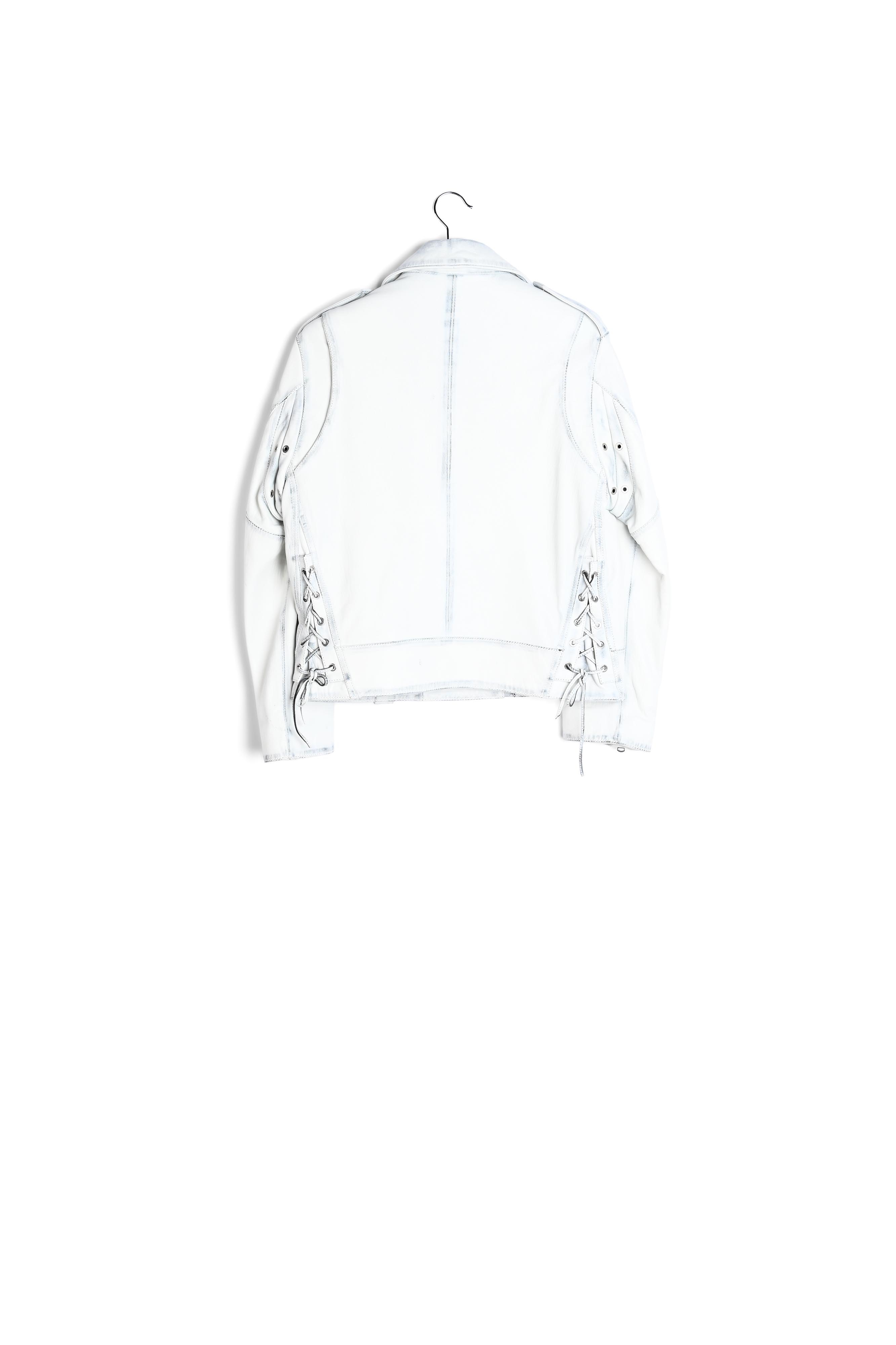 Gebroken wit leren bikervest met vetersluiting opzij RE—SSENTIEL tweedehands photo 2
