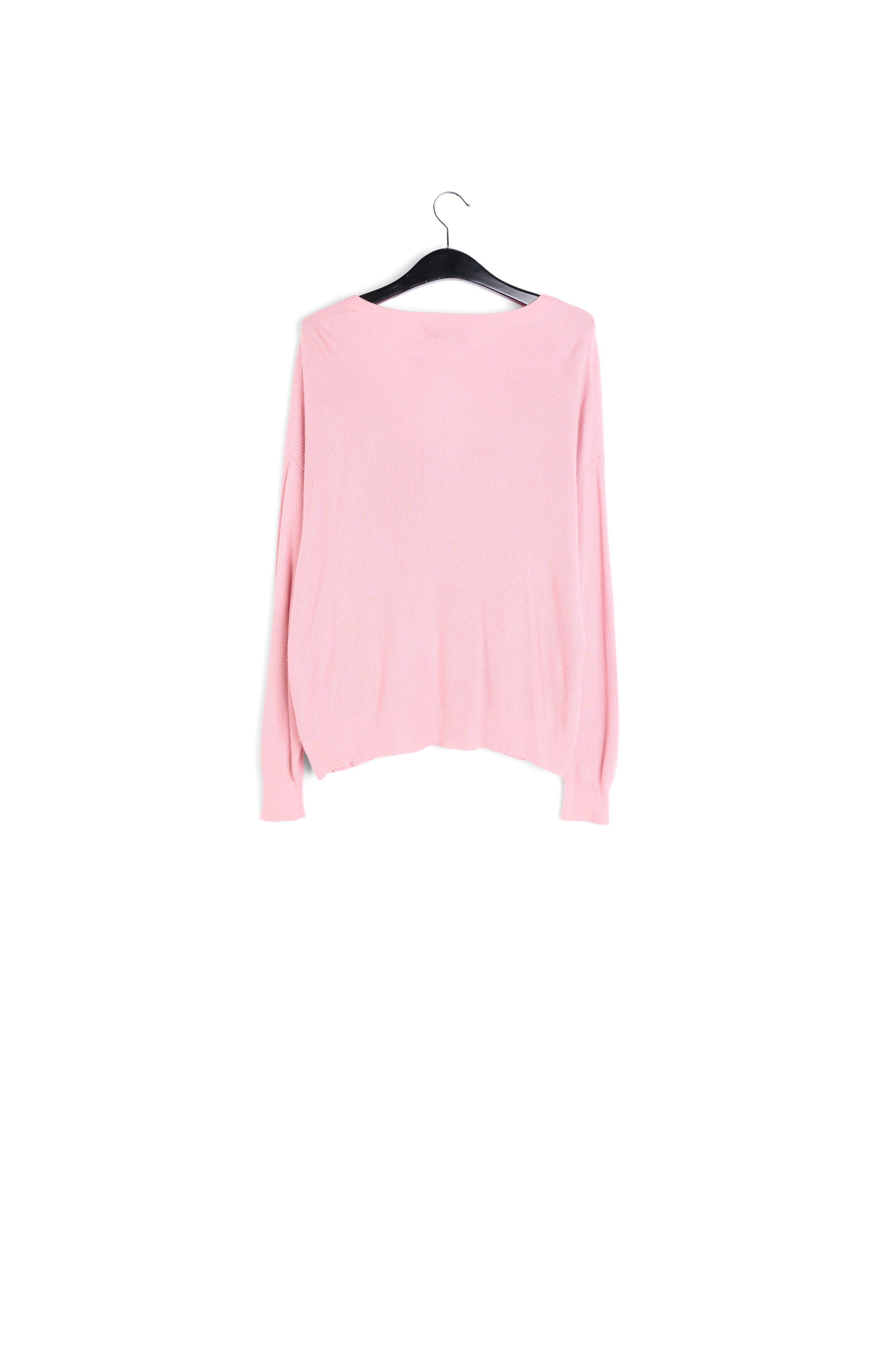 Pull en côtes rose à encolure en v RE—SSENTIEL seconde main photo 2