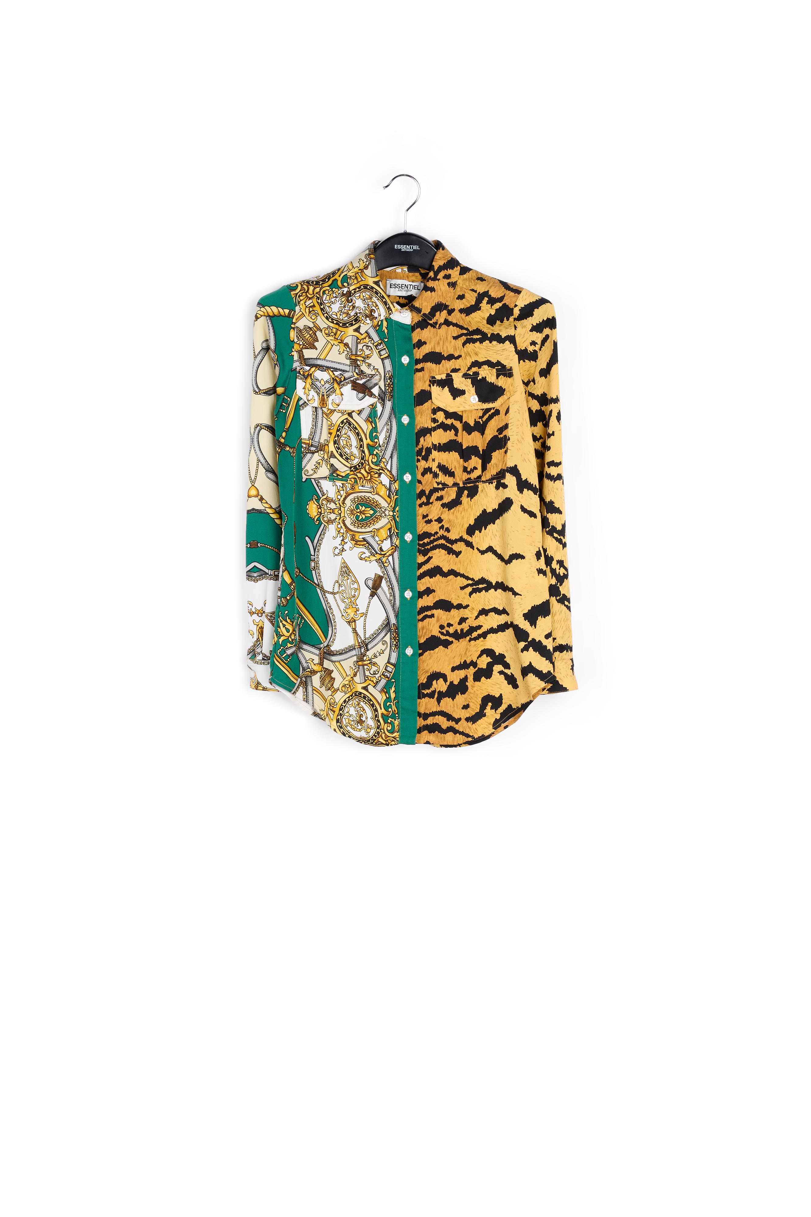 Chemise vert bouteille à imprimé tigre RE—SSENTIEL seconde main photo 1
