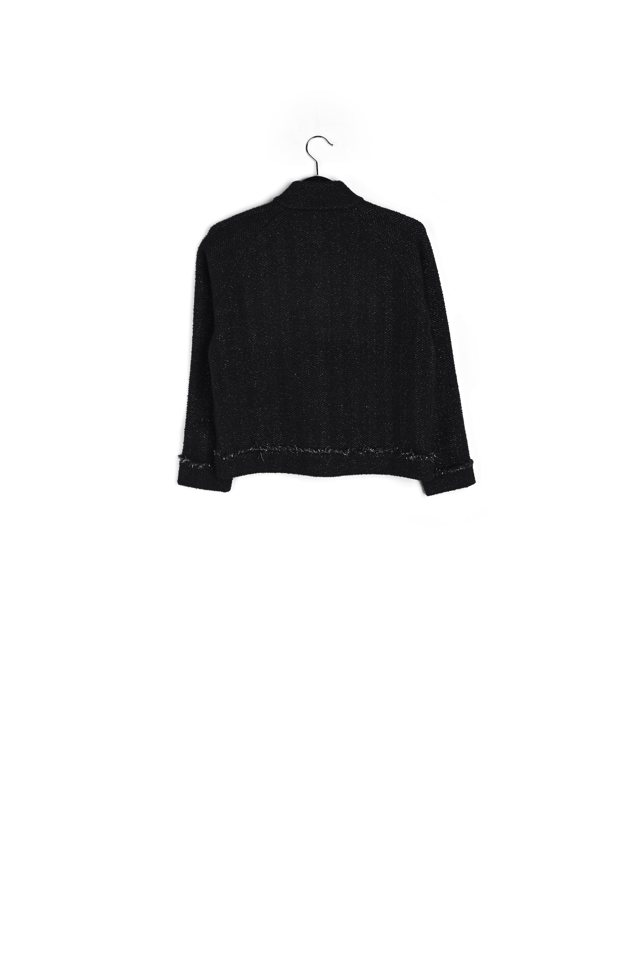 Black knitted short jacket with lurex details RE—SSENTIEL second-hand photo 2