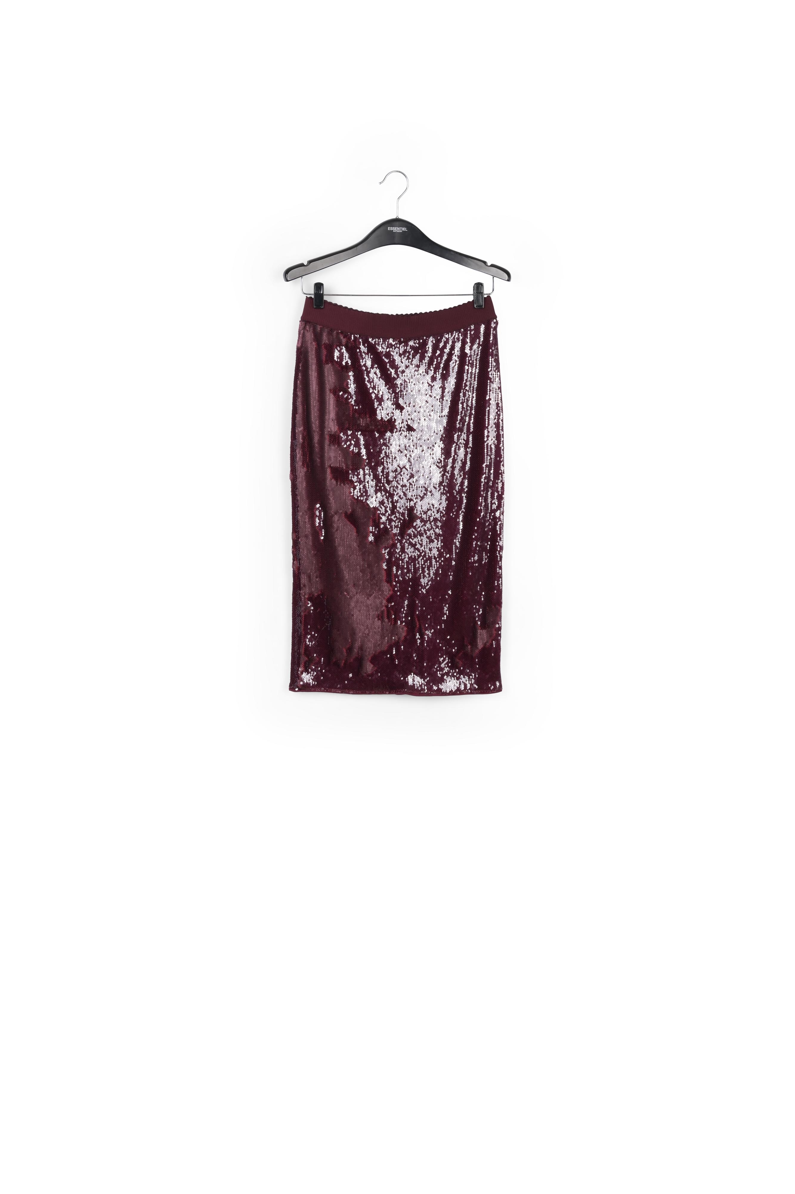 Burgundy sequin-embellished pencil skirt RE—SSENTIEL second-hand photo 1