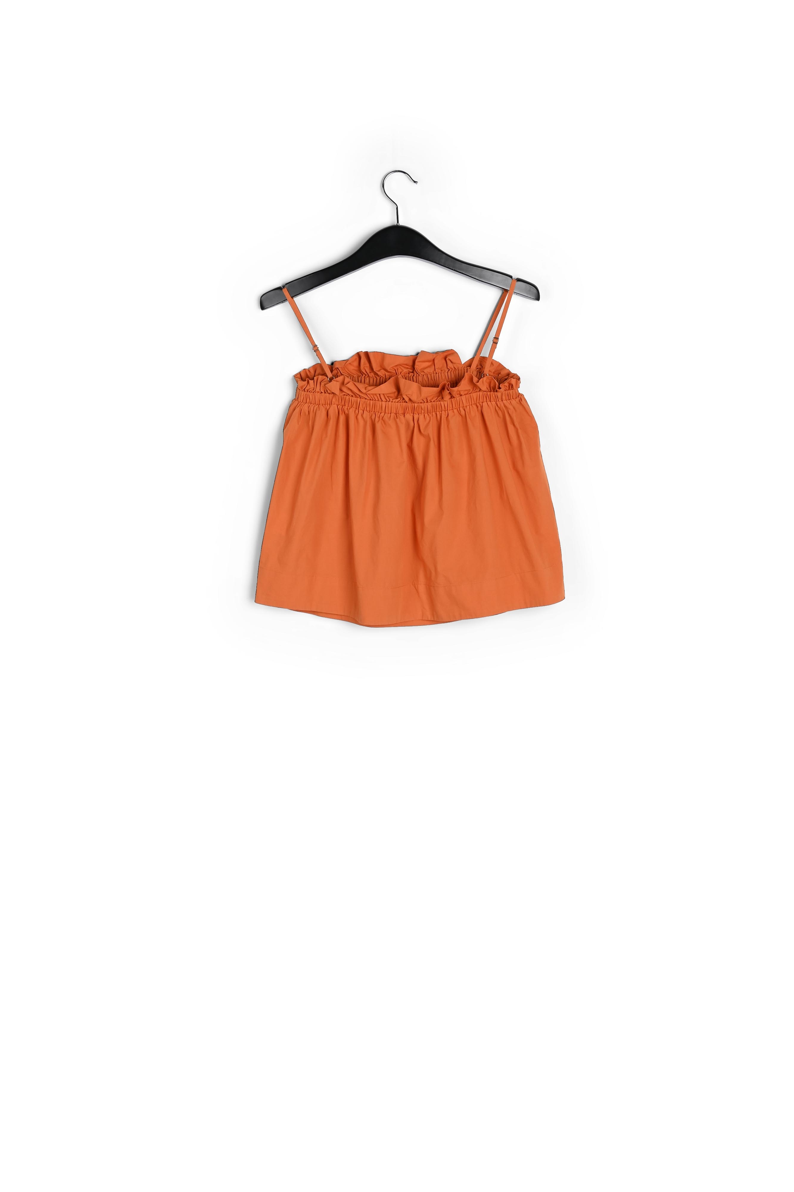 Orange cotton-poplin ruffled camisole RE—SSENTIEL second-hand photo 2