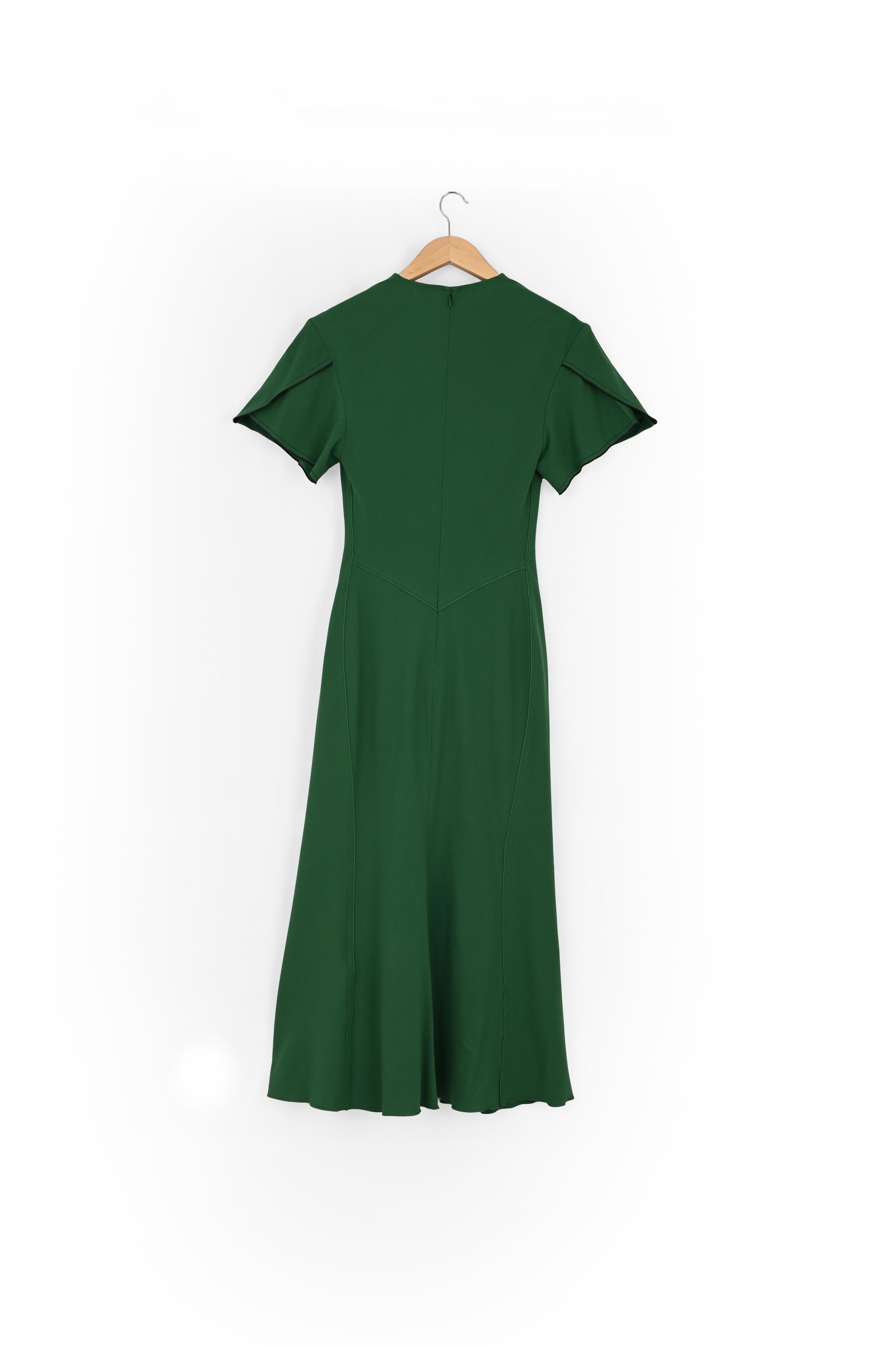 Gathered V-Neck Midi Dress